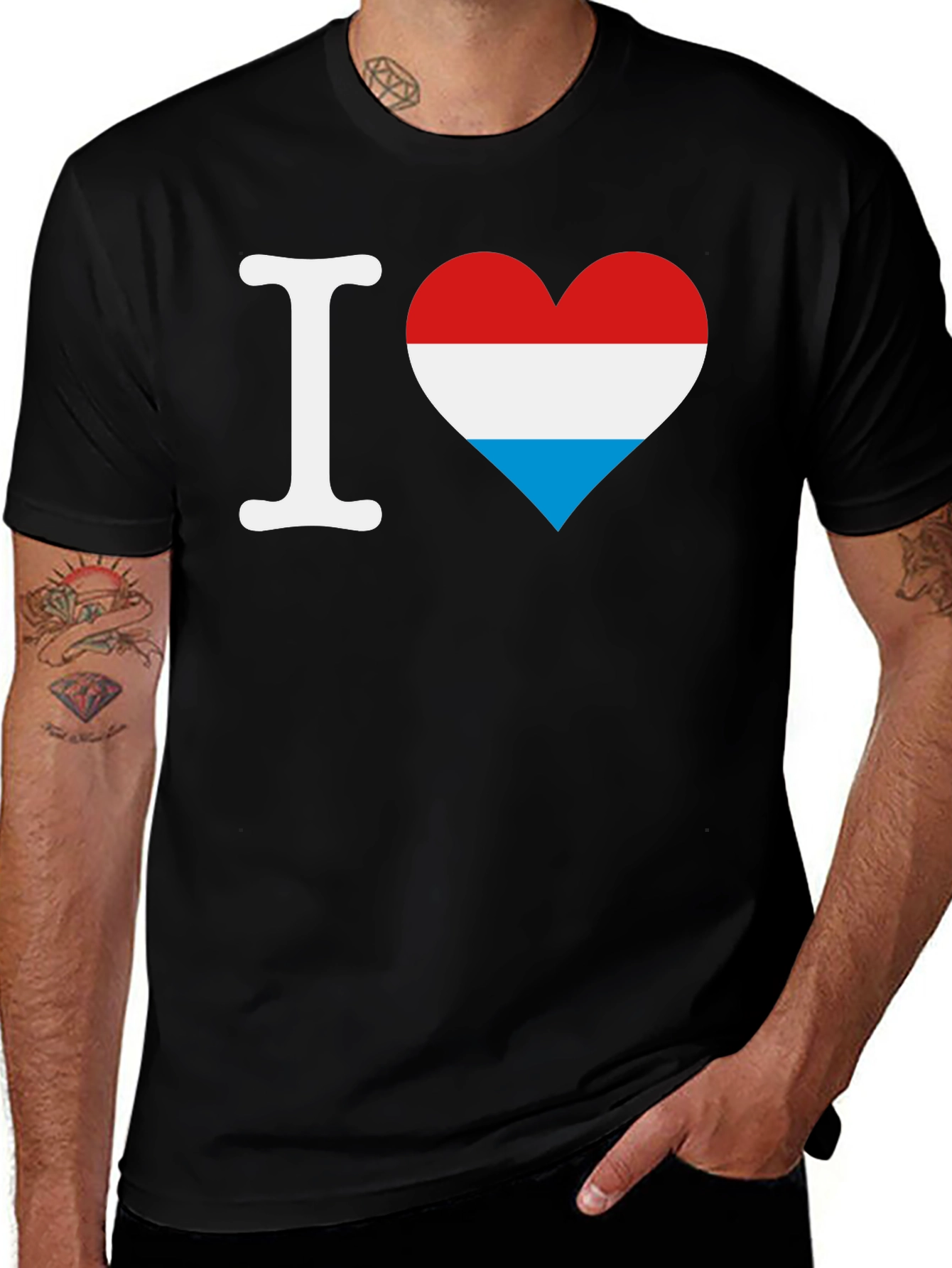 Variant 27 of Luxembourg Flag Heart T-Shirt - I Love Luxembourg Tee