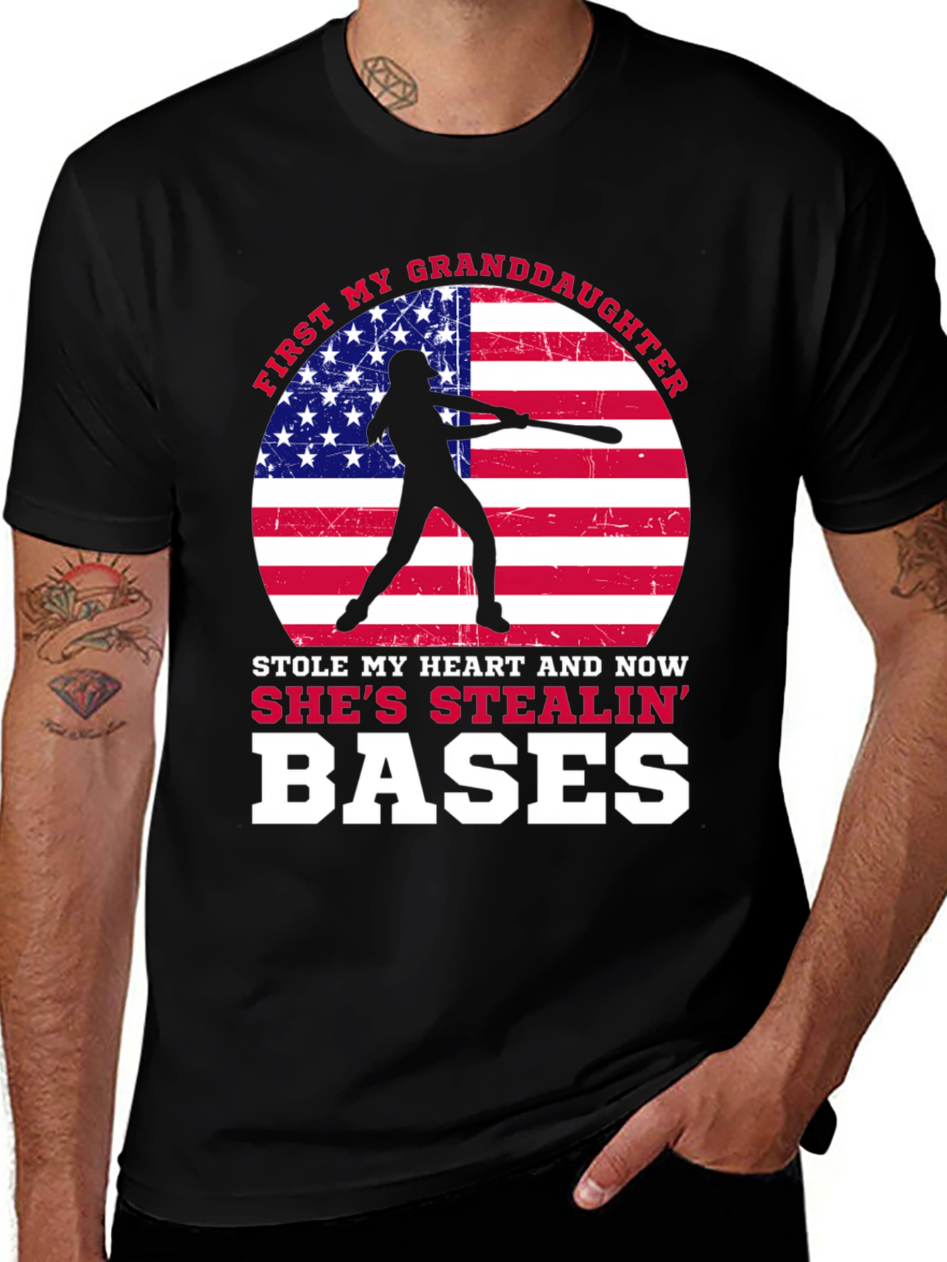 Variant 2 of Granddaughter Baseball Patriotic T-Shirt