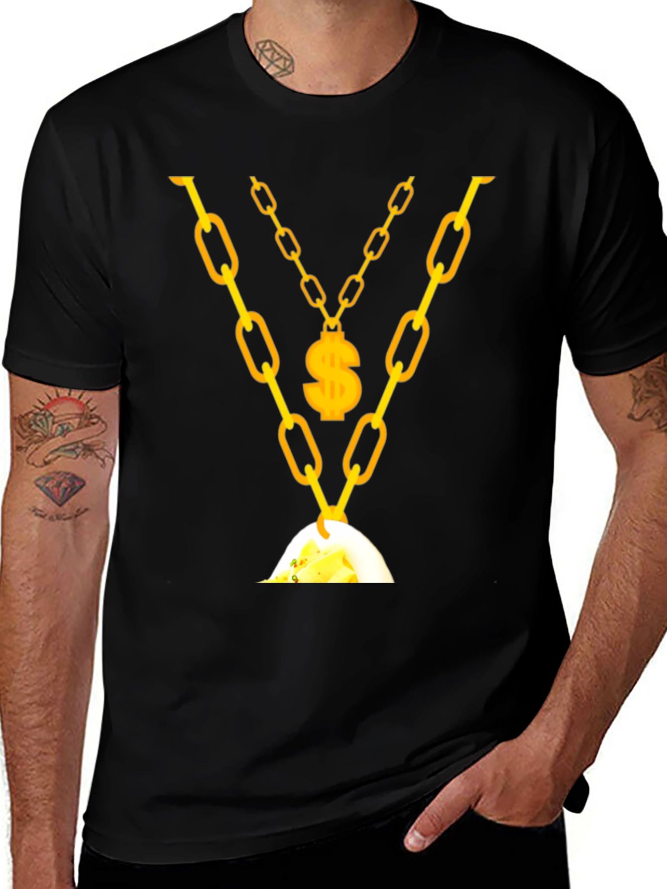 Variant 5 of Men's Gold Chain & Money T-Shirt