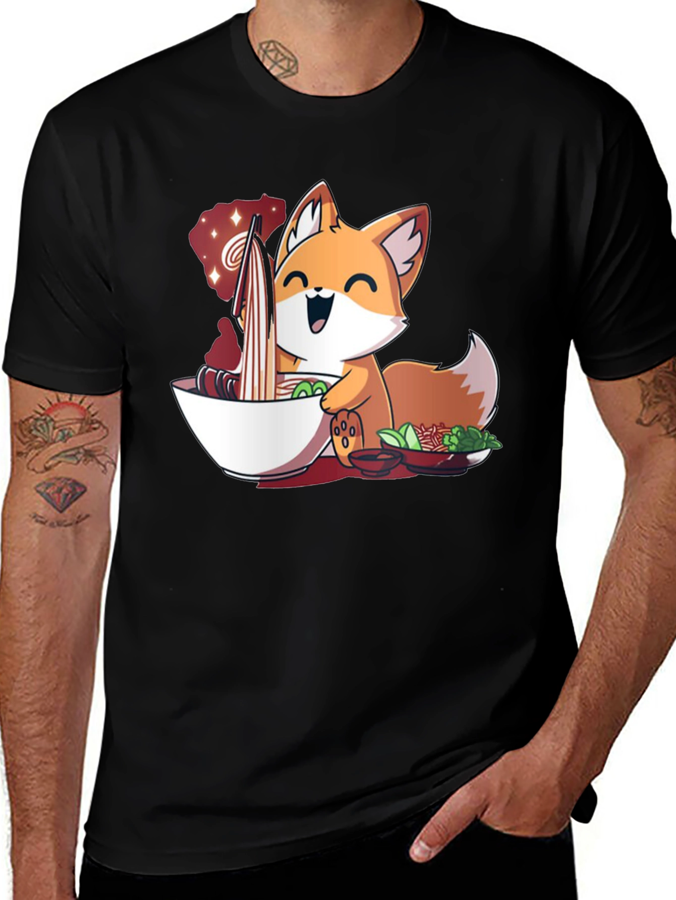 Variant 14 of Fox Ramen T-Shirt - Cute Anime Style