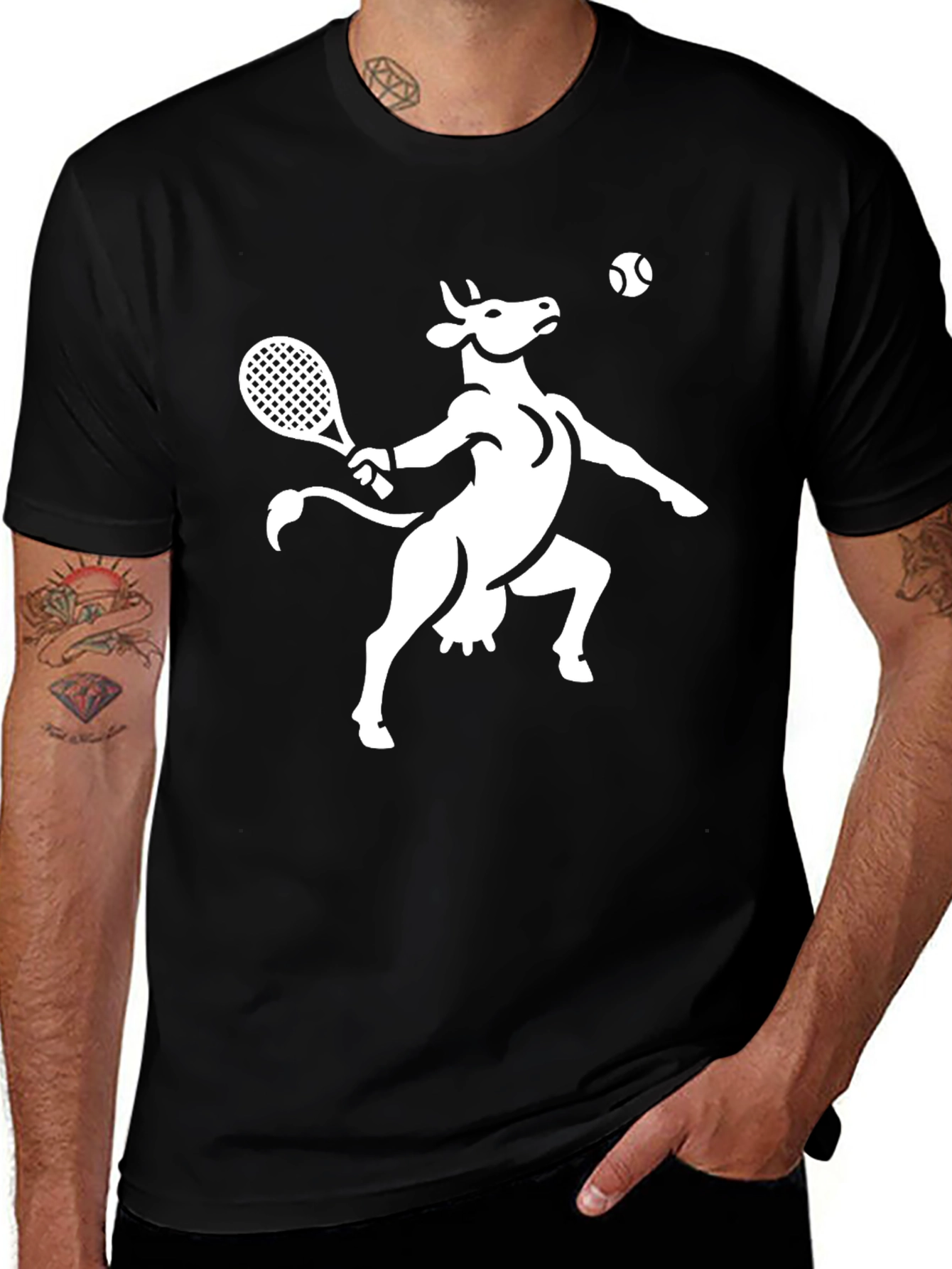 Variant 11 of Cow Tennis Player Graphic T-Shirt