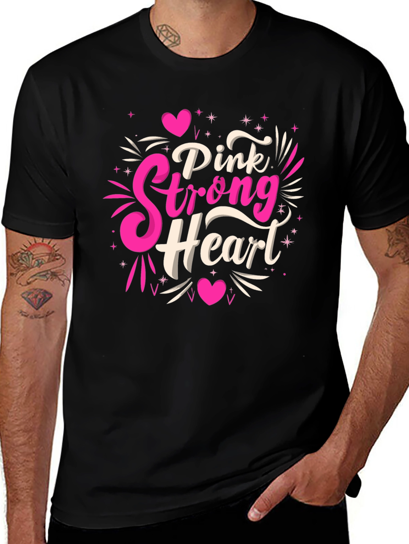Variant 26 of Pink Strong Heart Black Tee