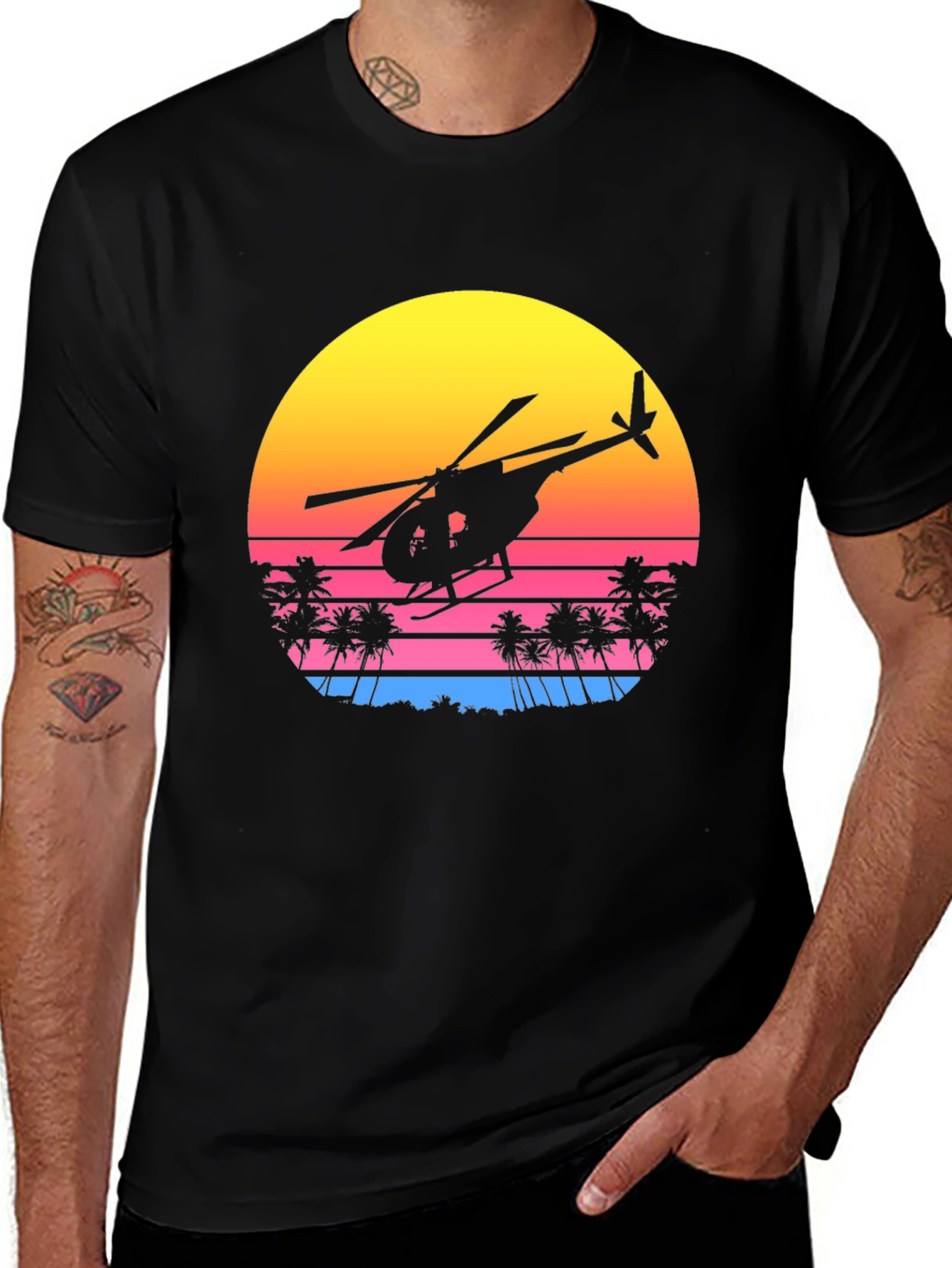 Variant 30 of Retro Helicopter Sunset T-Shirt