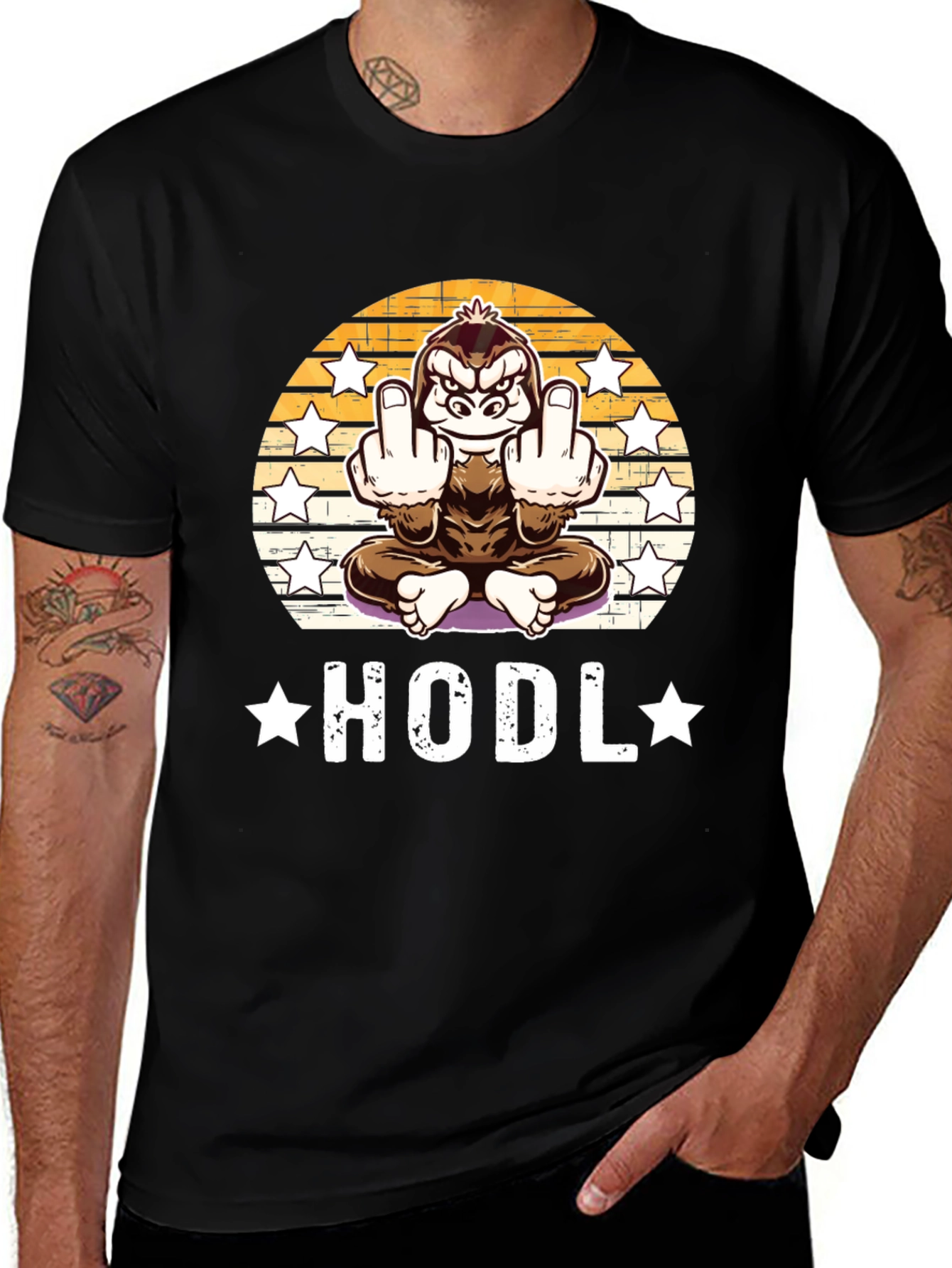 HODL Gorilla Middle Finger T-Shirt - Crypto Ape