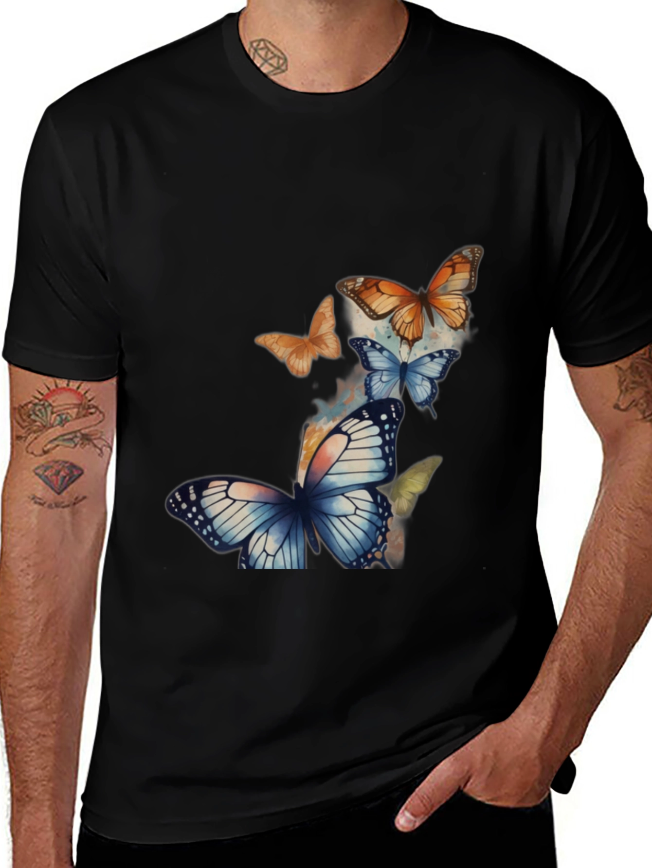 Variant 24 of Butterfly Print Black T-Shirt