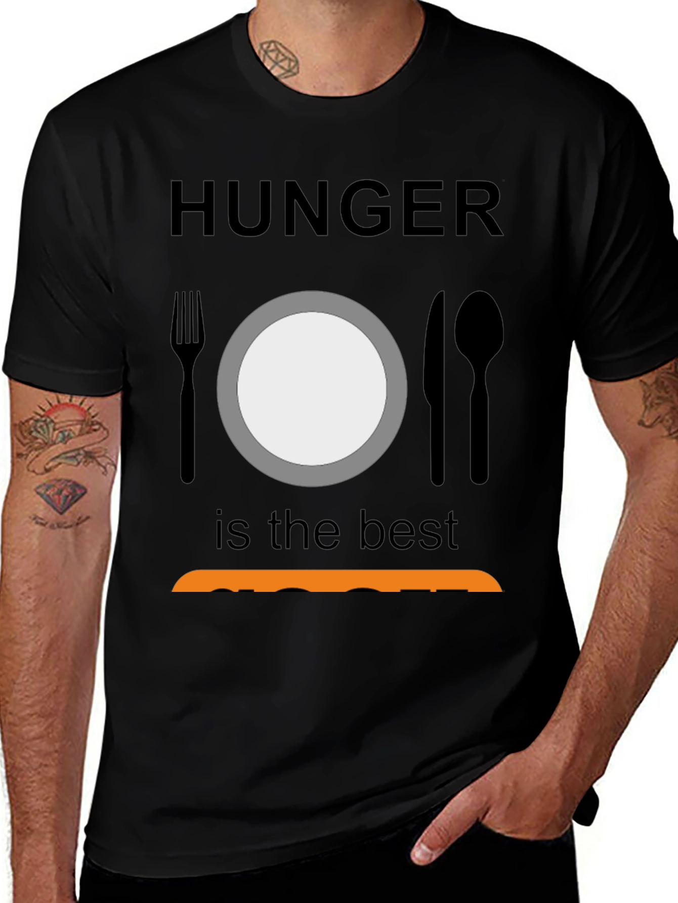 Variant 27 of Hunger is the Best Sauce Black T-Shirt