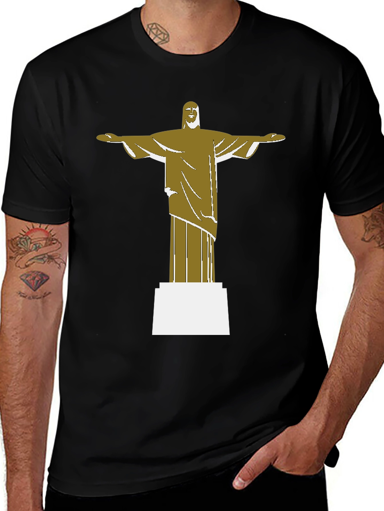 Variant 24 of Christ the Redeemer Graphic Tee - Black Cotton Blend