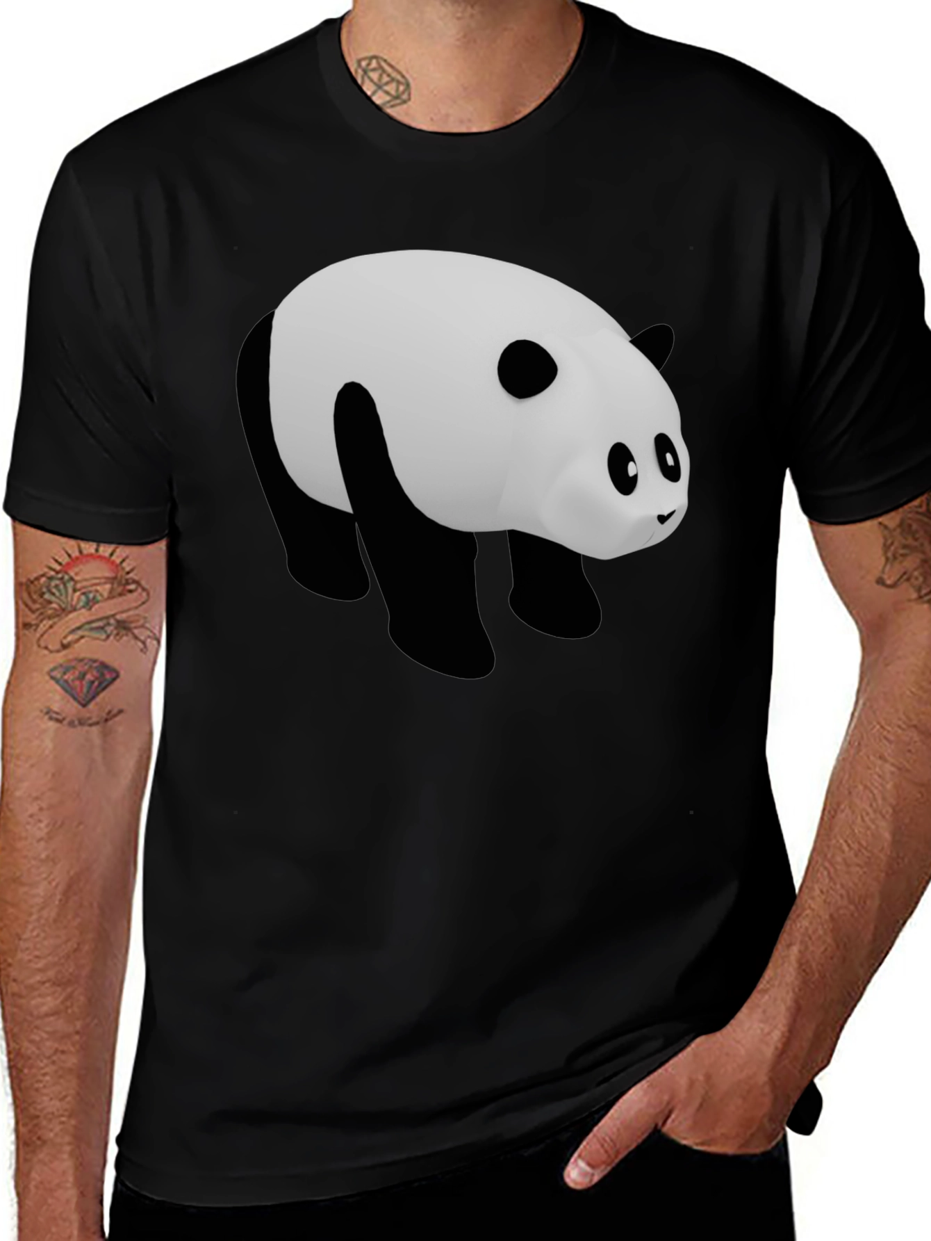 Variant 19 of Panda Graphic Tee - Black Casual Comfort