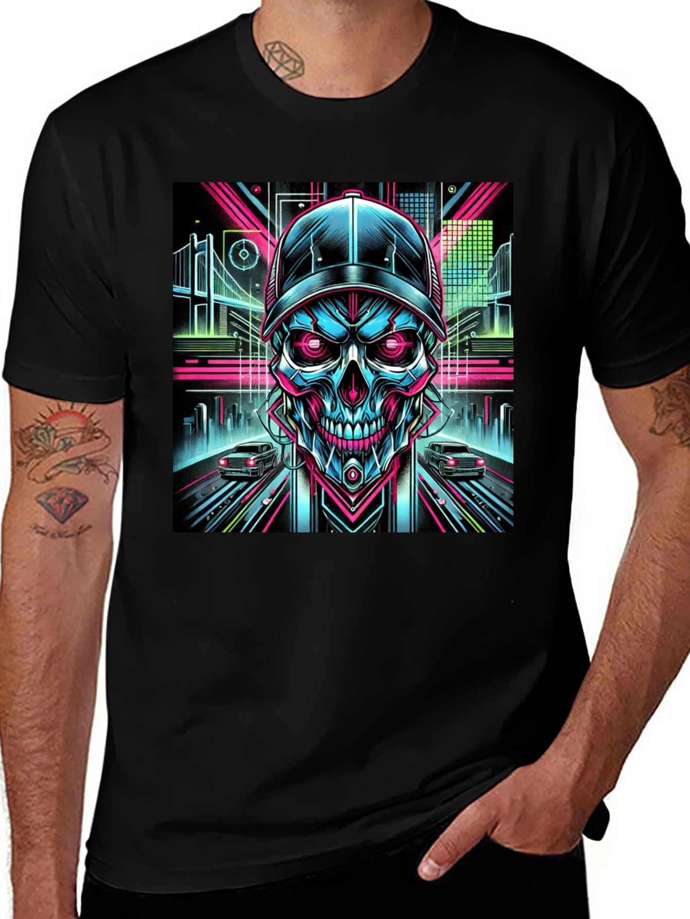 Variant 7 of Cyberpunk Skull T-Shirt