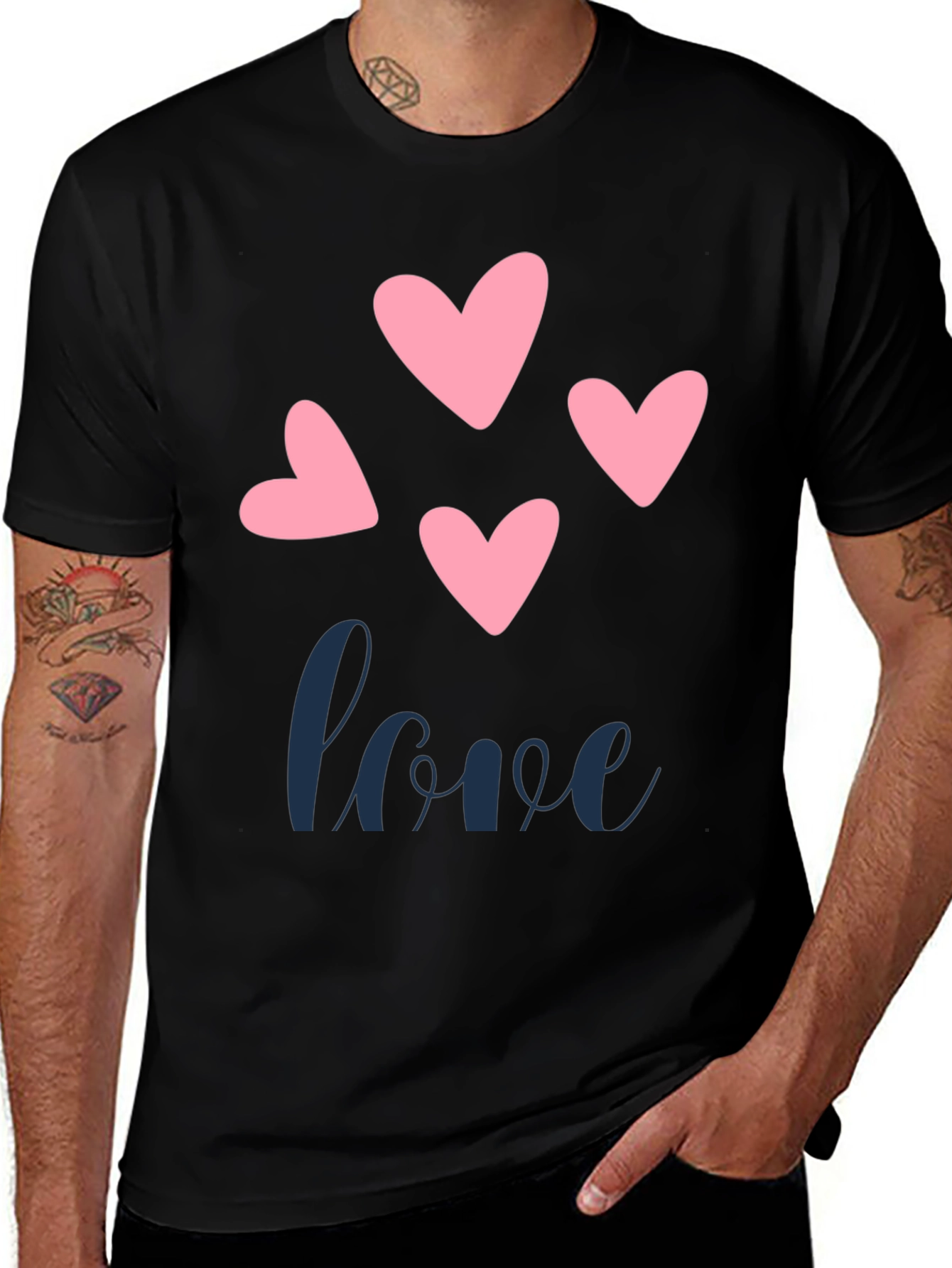 Variant 24 of Love Hearts Graphic Tee - Stylish Men's Black T-Shirt
