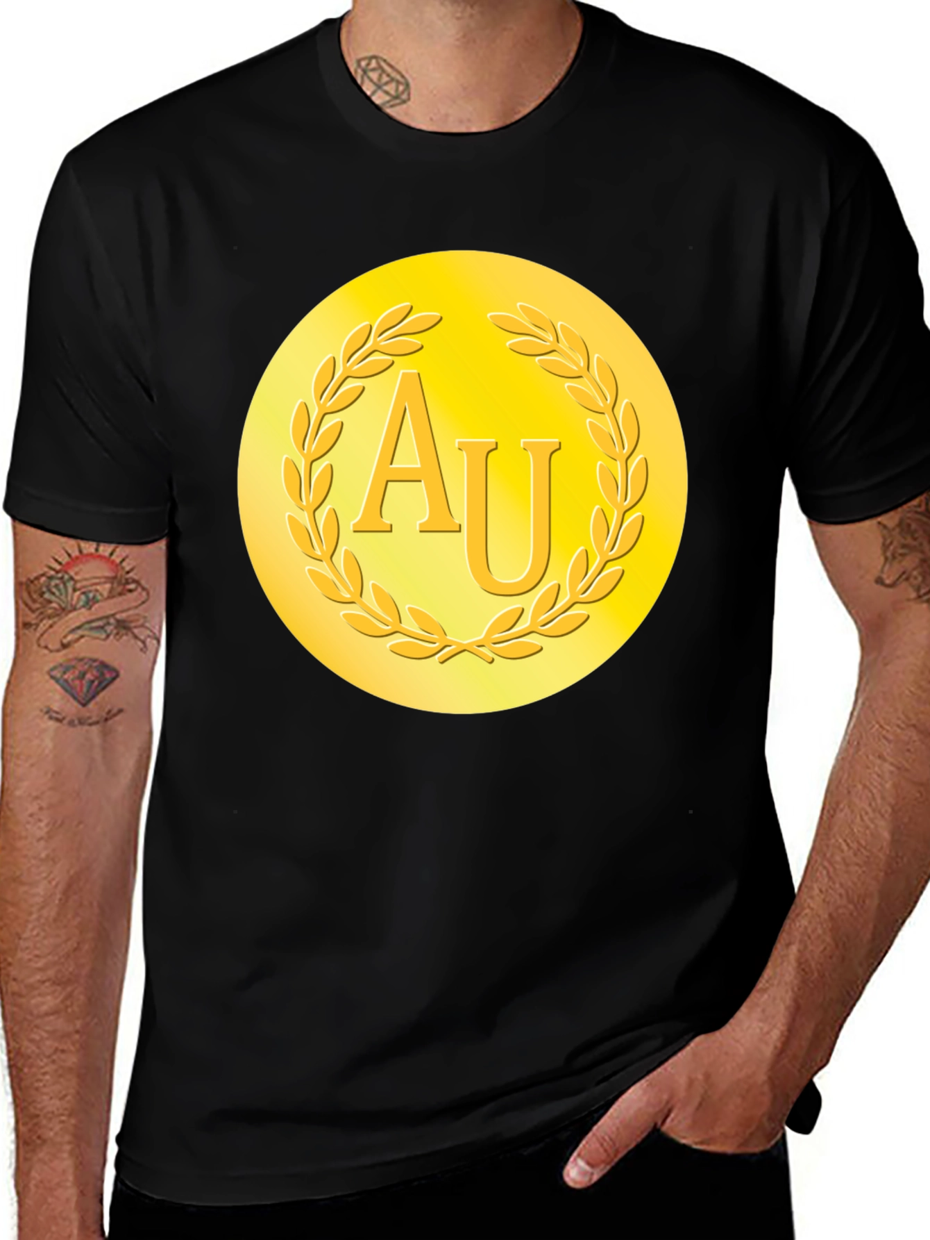 Gold AU Symbol Black T-Shirt