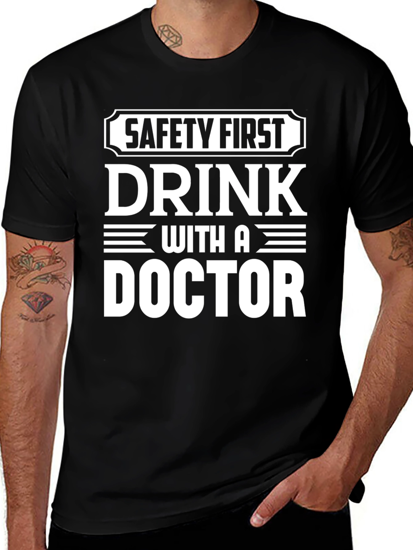 Variant 28 of Safety First Drink With A Doctor T-Shirt