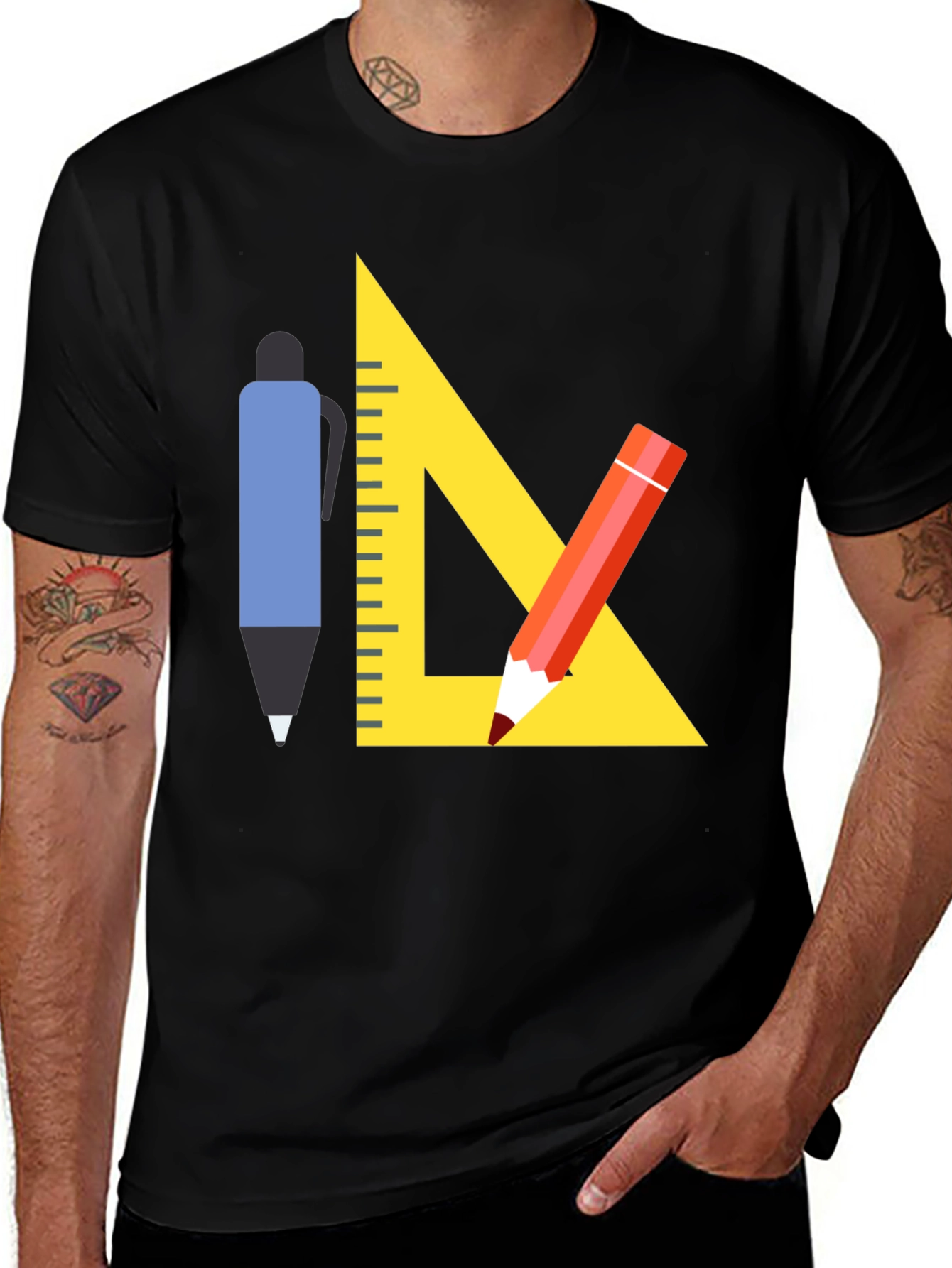 Black Architect T-Shirt - Drafting Tools Graphic Tee main image