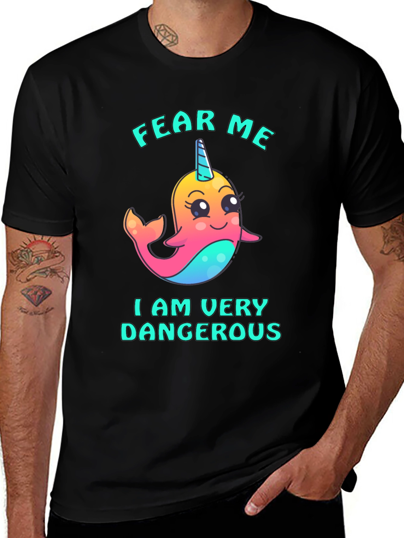 Variant 15 of Fear Me Narwhal T-Shirt - Cute and Dangerous!