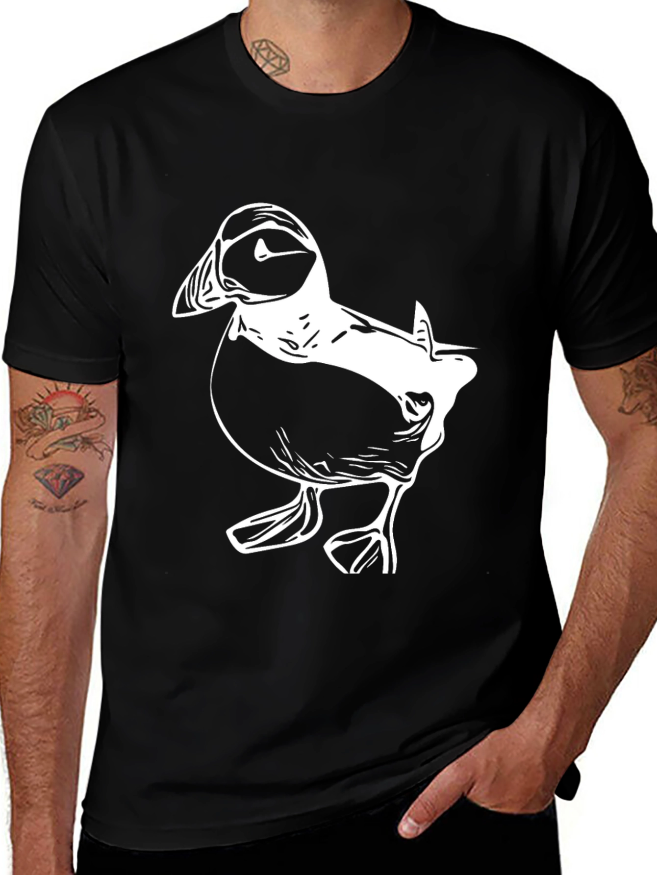 Variant 24 of Puffin Graphic Tee - Black Cotton T-Shirt