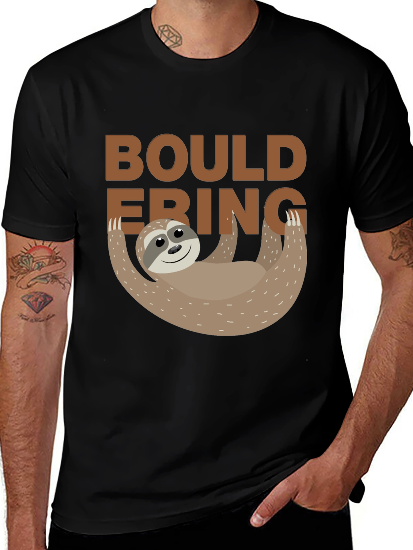Variant 21 of Bouldering Sloth Graphic Tee - Black