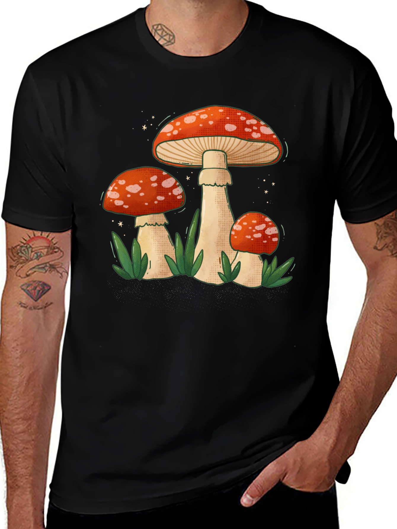 Black Mushroom Graphic Tee - Funky Nature Design main image