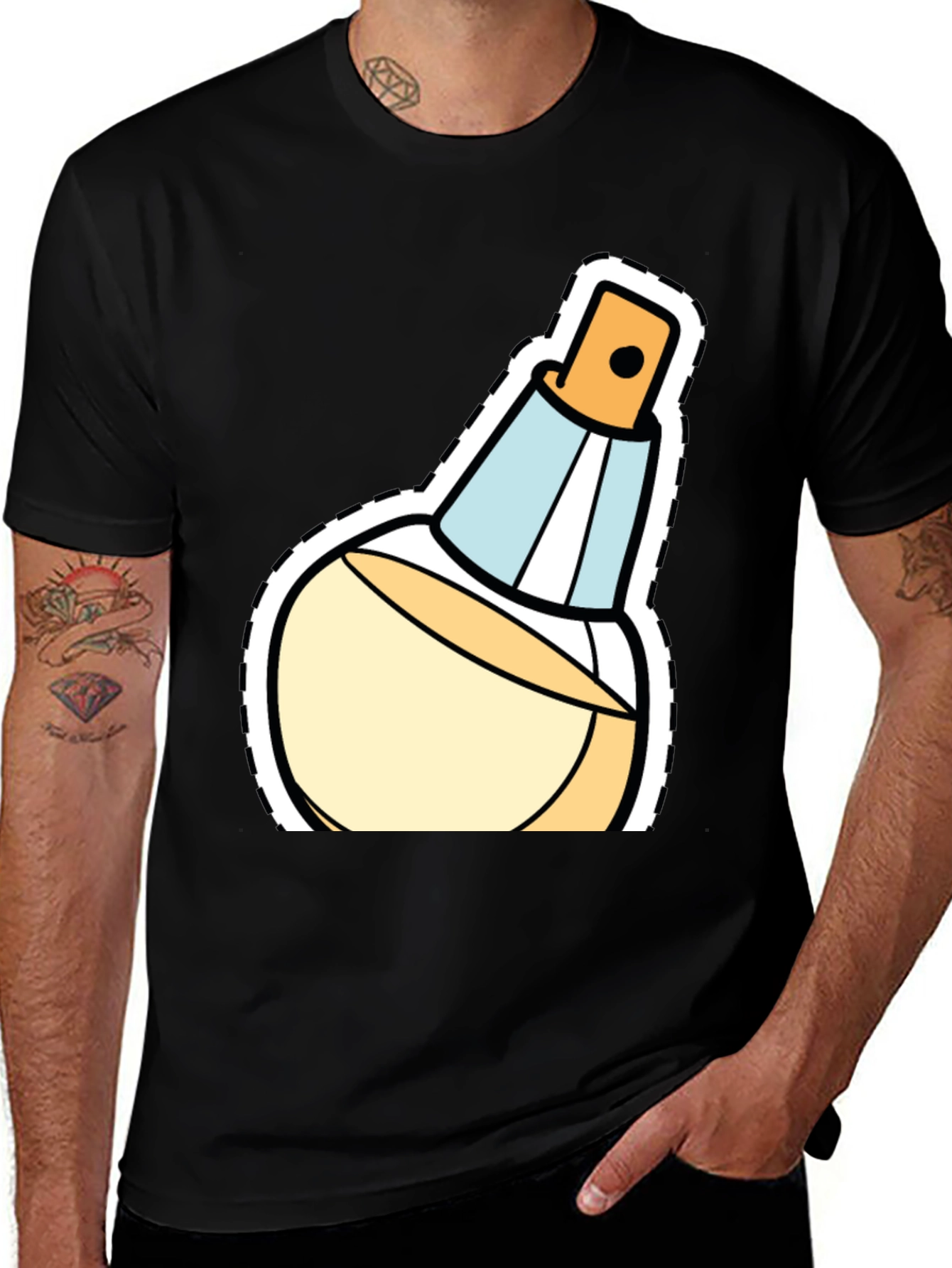 Black Stylish Perfume Bottle Graphic T-Shirt main image