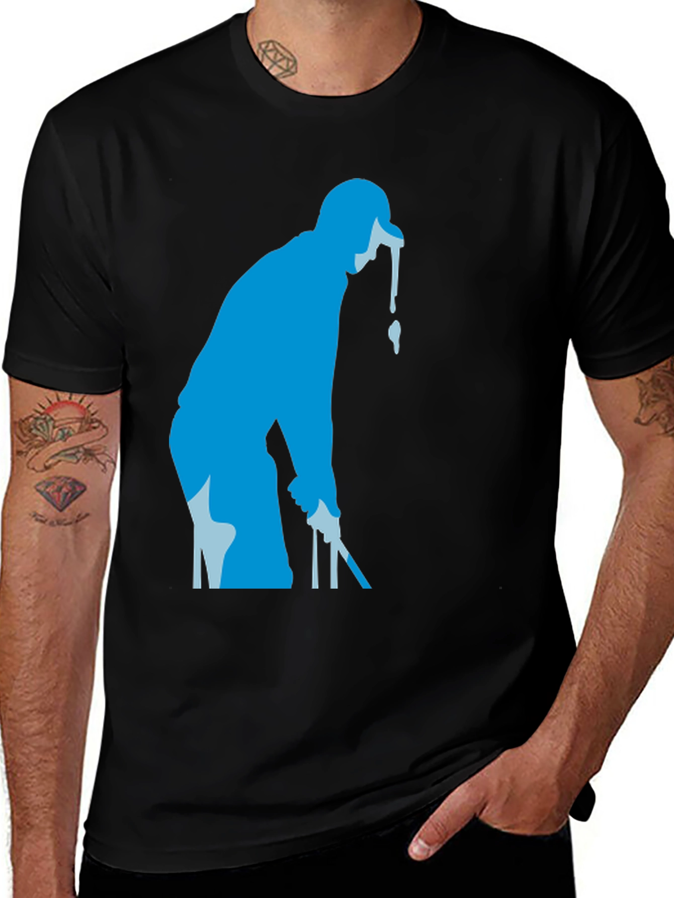 Variant 11 of Cool Blue Golfer Graphic Tee - Black