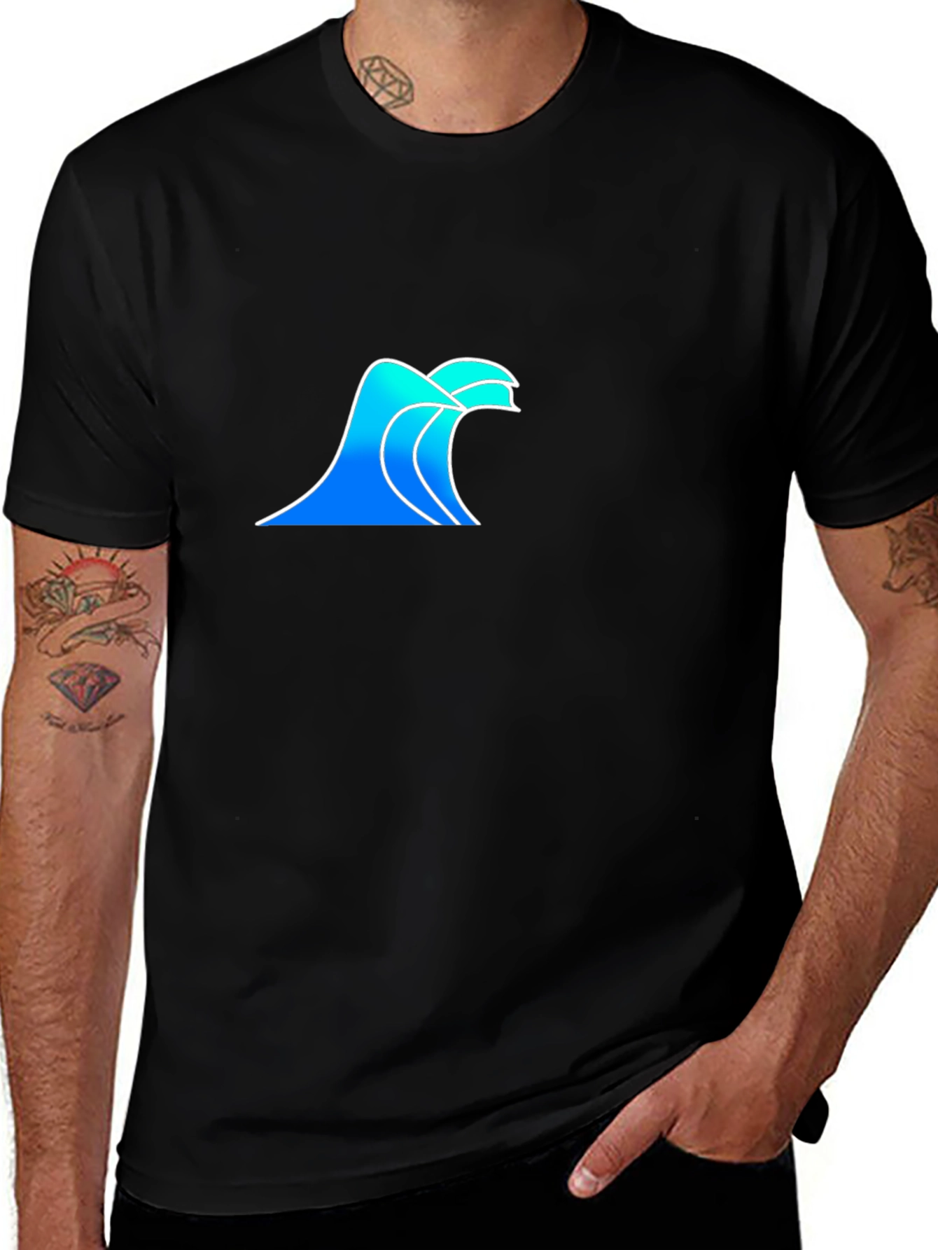Variant 18 of Wave Graphic Black T-Shirt