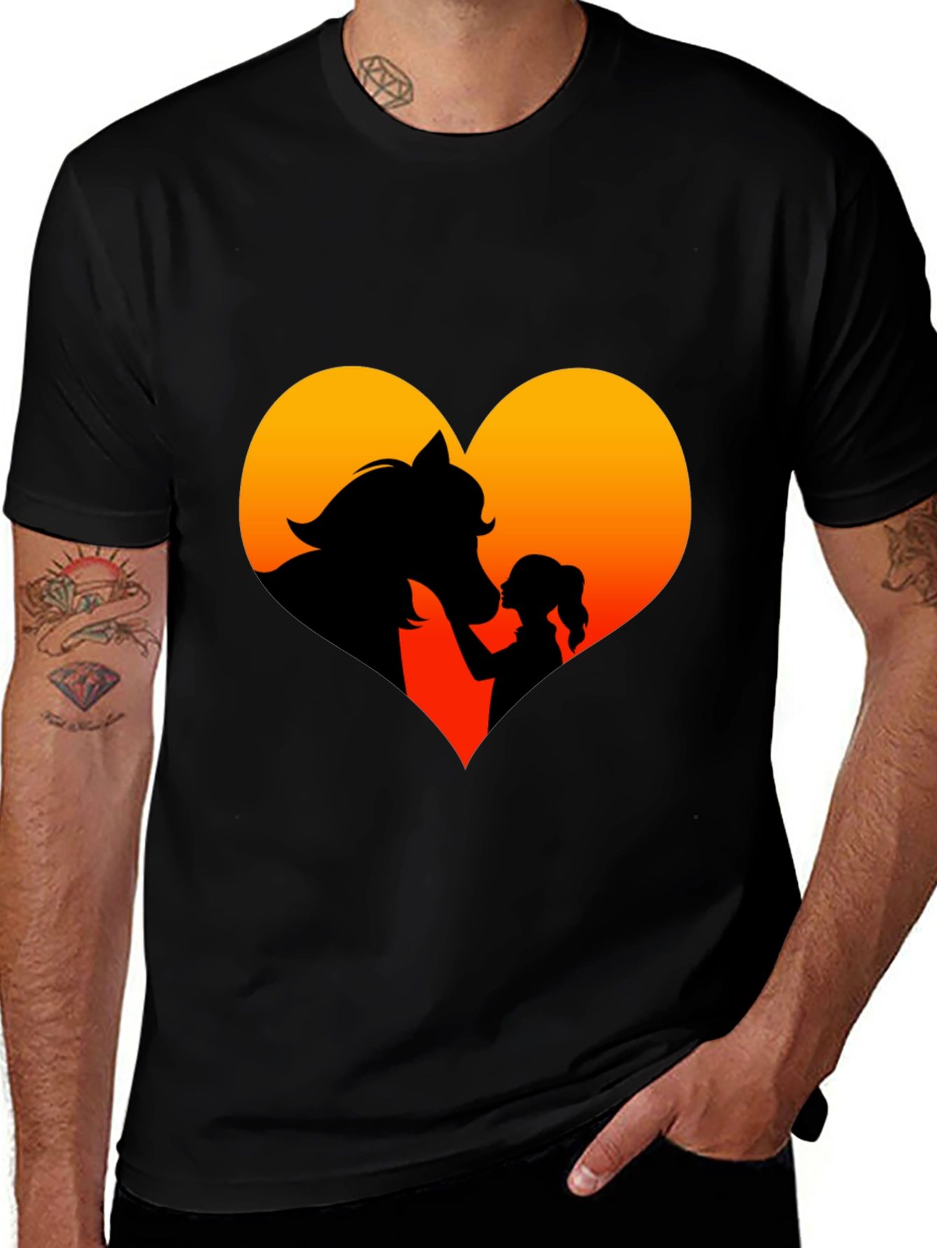 Variant 4 of Heart Horse & Girl Black T-Shirt
