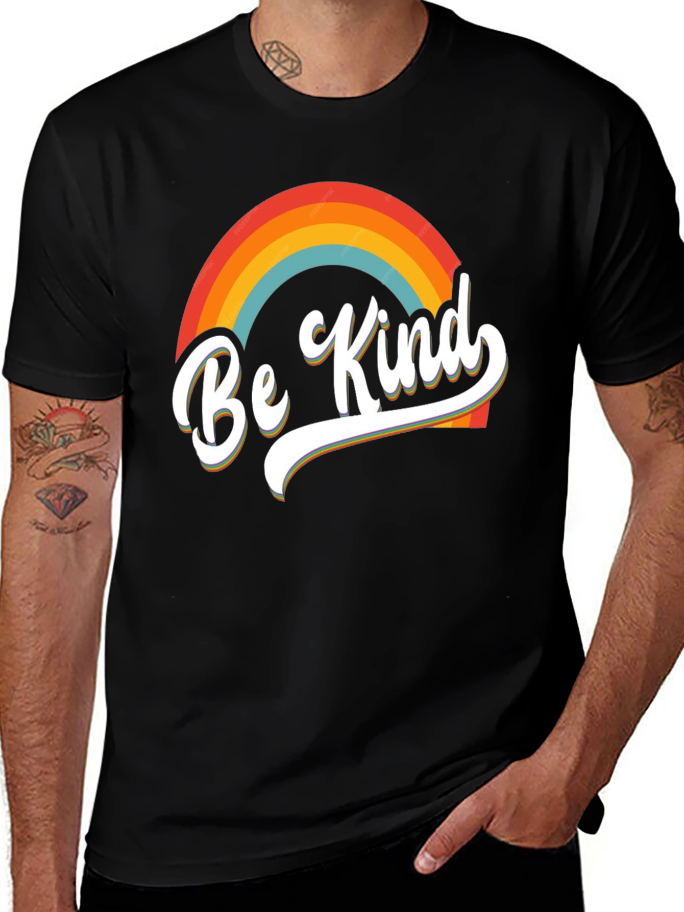 Variant 18 of Be Kind Rainbow Graphic Tee - Short Sleeve