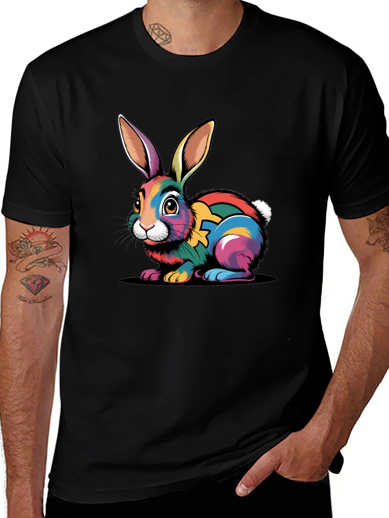 Variant 12 of Colorful Rabbit Graphic T-Shirt - Unique Animal Tee