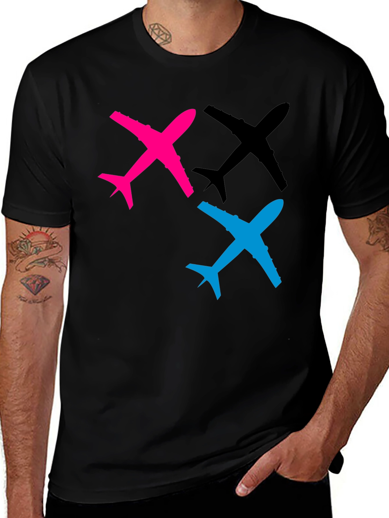 Variant 4 of Airplane Graphic Tee - Black Cotton T-Shirt