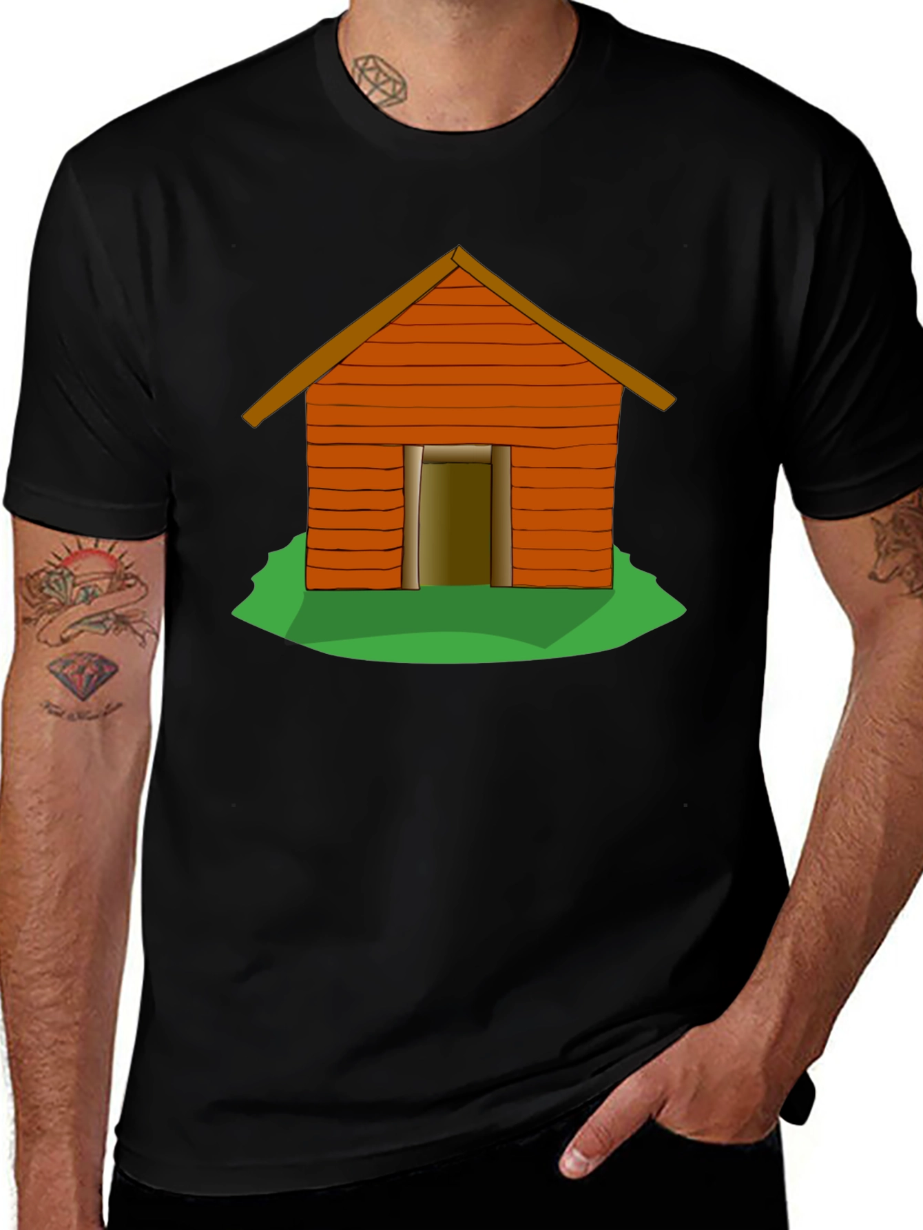 Variant 26 of Cartoon Cabin Black T-Shirt