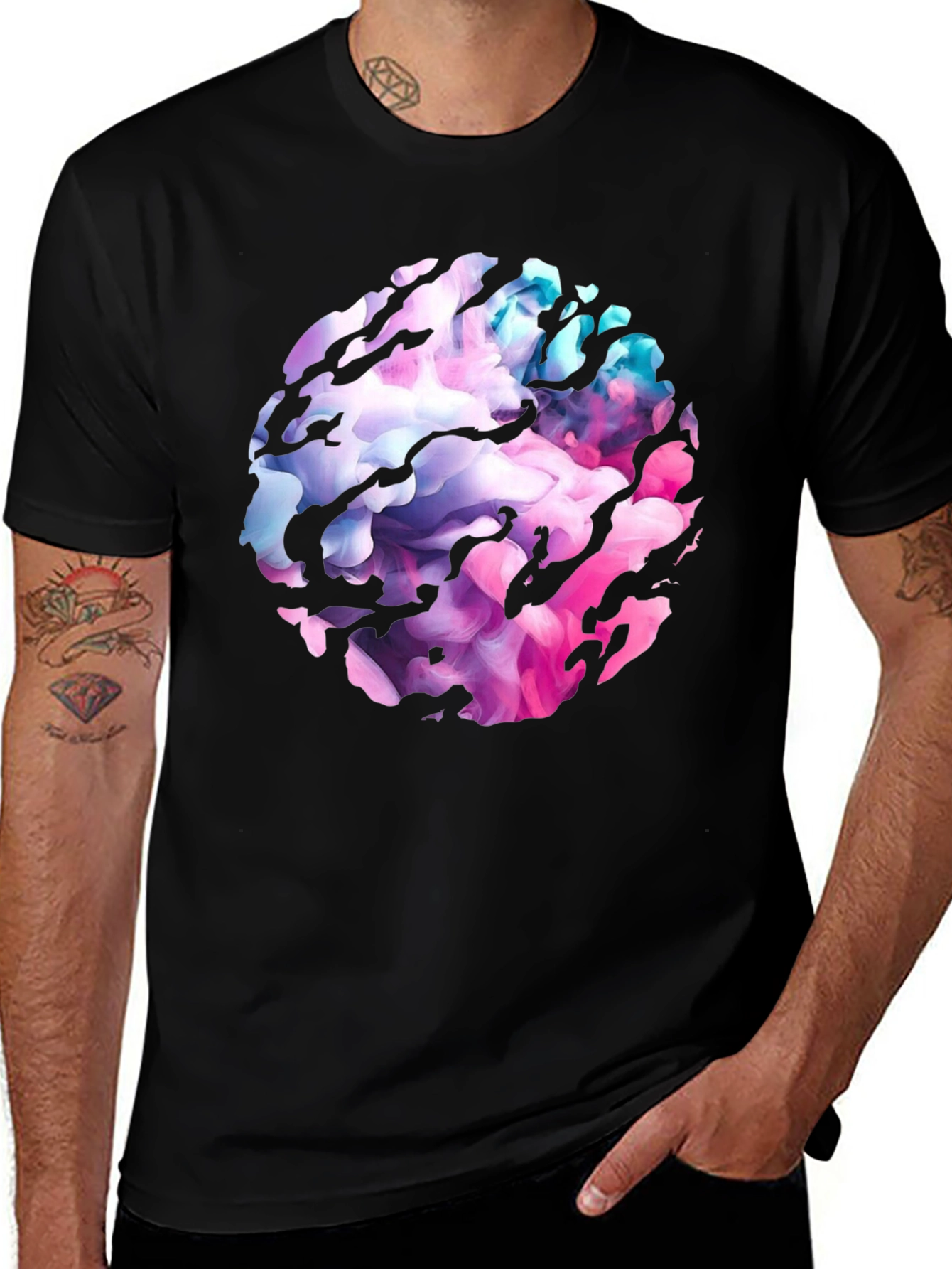 Abstract Smoke T-Shirt - Colorful Design