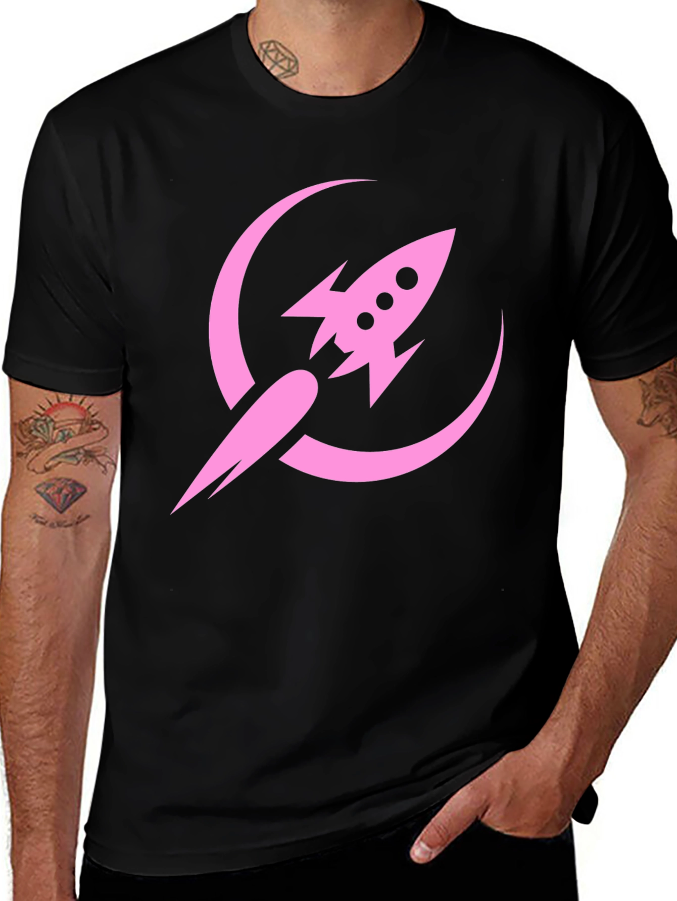 Variant 2 of Rocket to the Moon Graphic Tee - Black