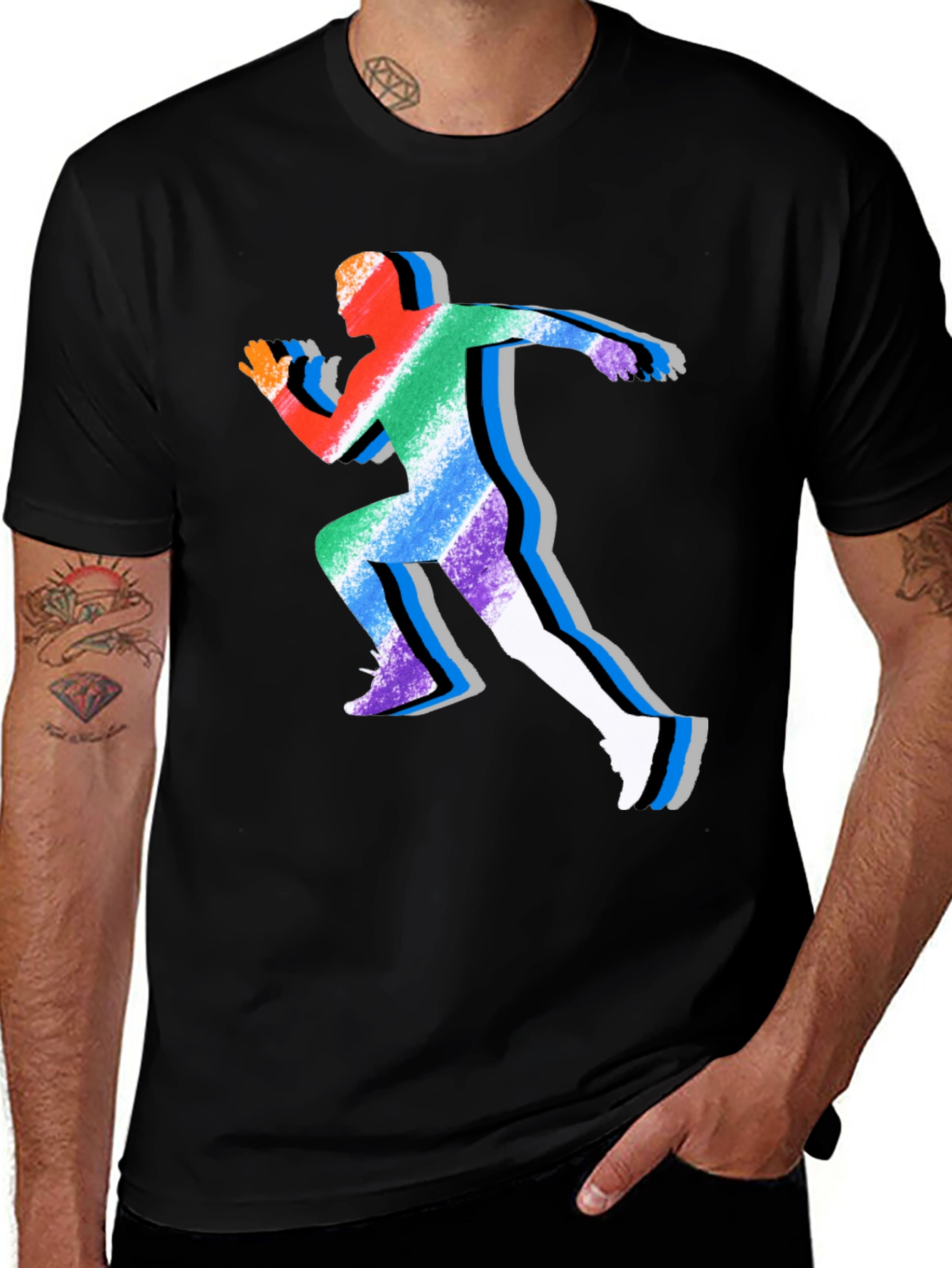 Variant 21 of Rainbow Runner Graphic Tee - Stylish Athleisure Shirt