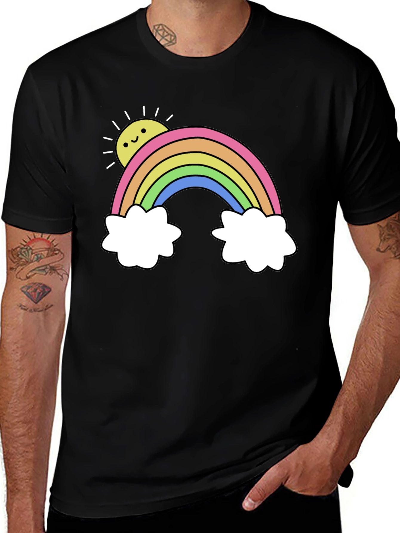 Variant 16 of Rainbow Graphic Tee - Black Casual T-Shirt