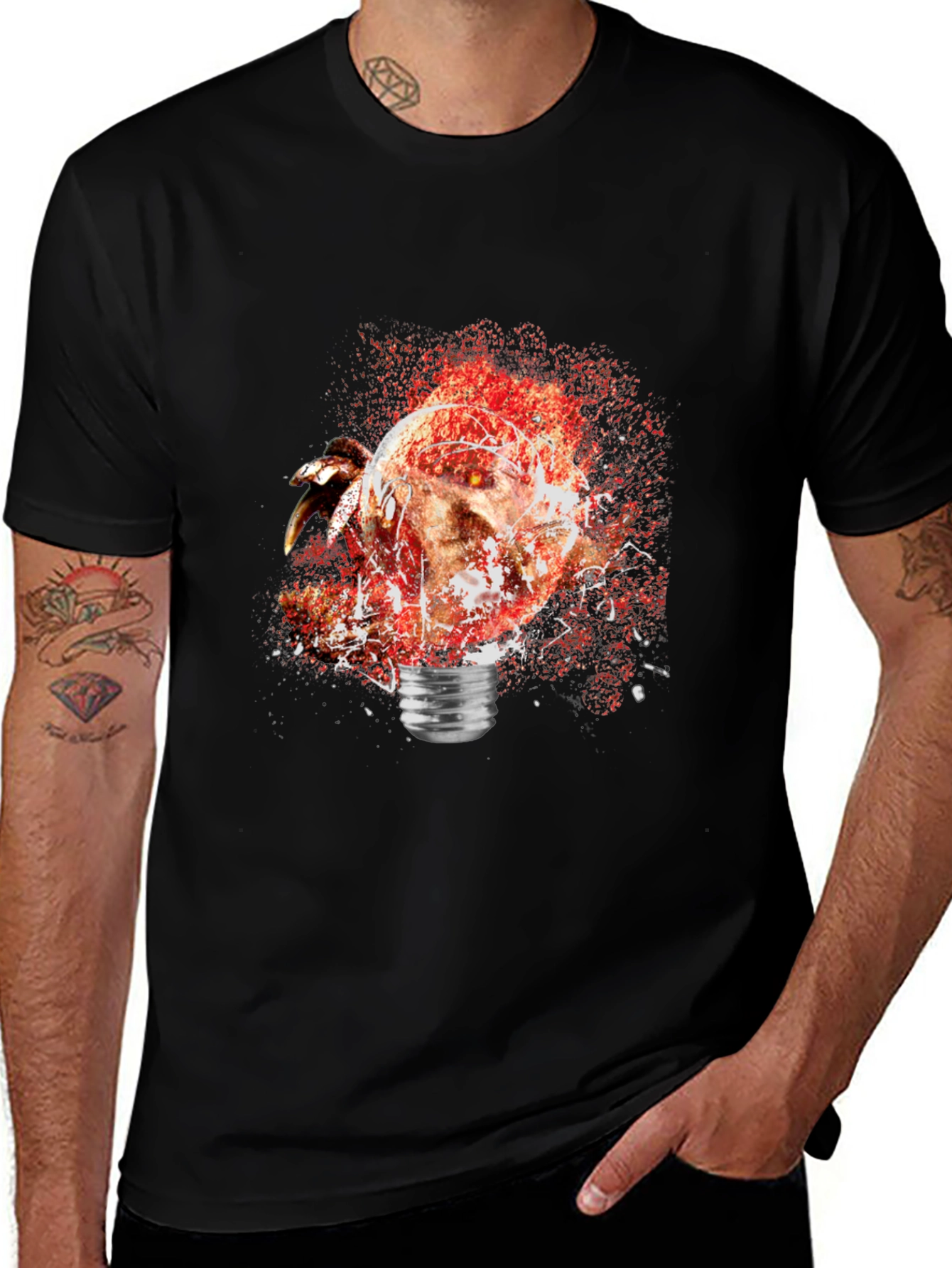 Variant 26 of Exploding Lightbulb Graphic Tee - Unique Design