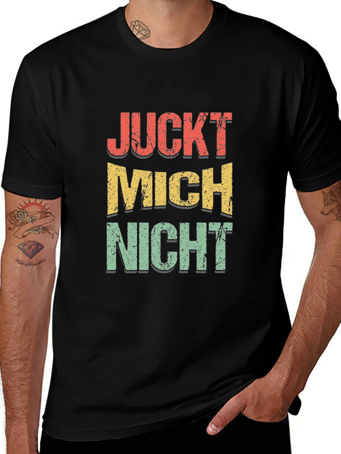 Variant 16 of Juckt Mich Nicht Graphic T-Shirt - Men's Black Tee