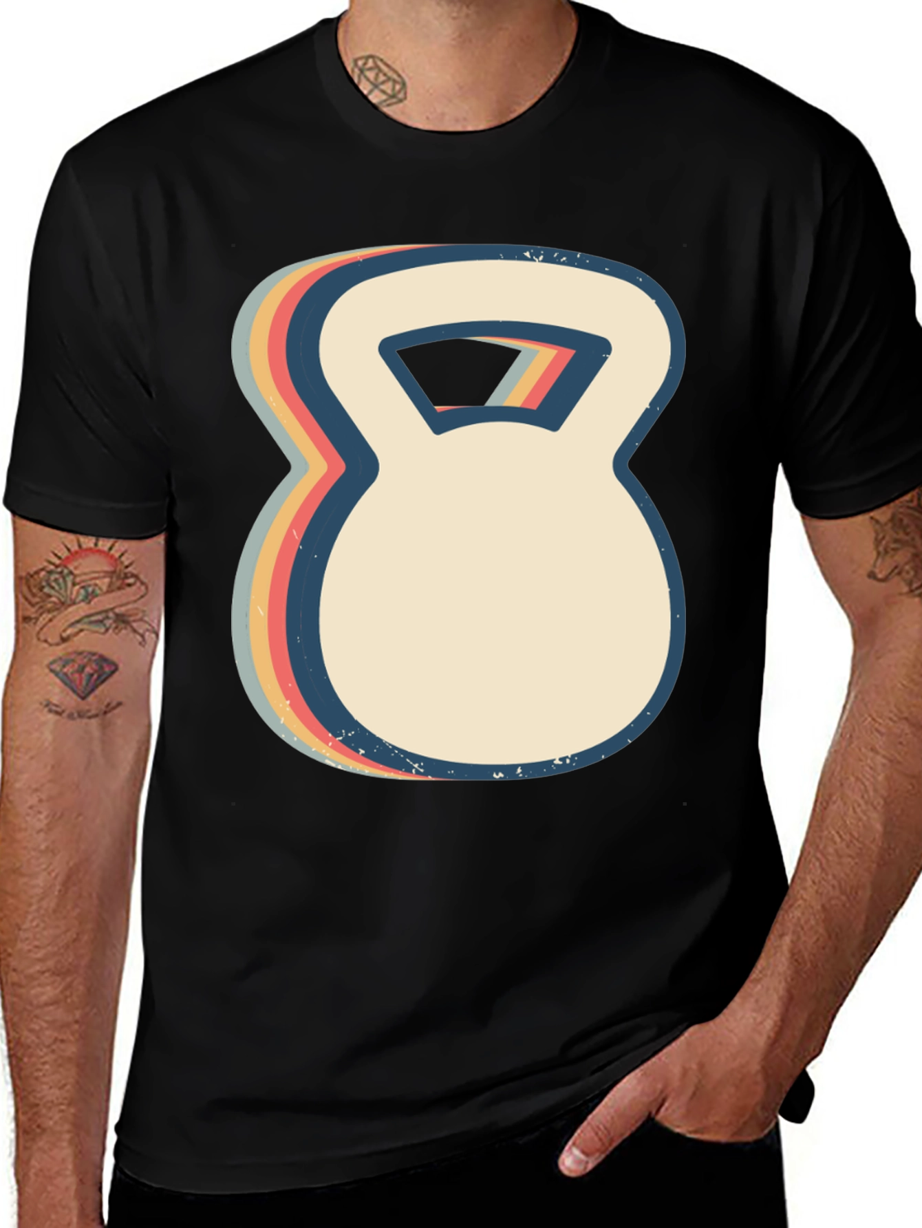 Variant 28 of Retro Kettlebell Graphic Tee - Gym & Fitness Apparel