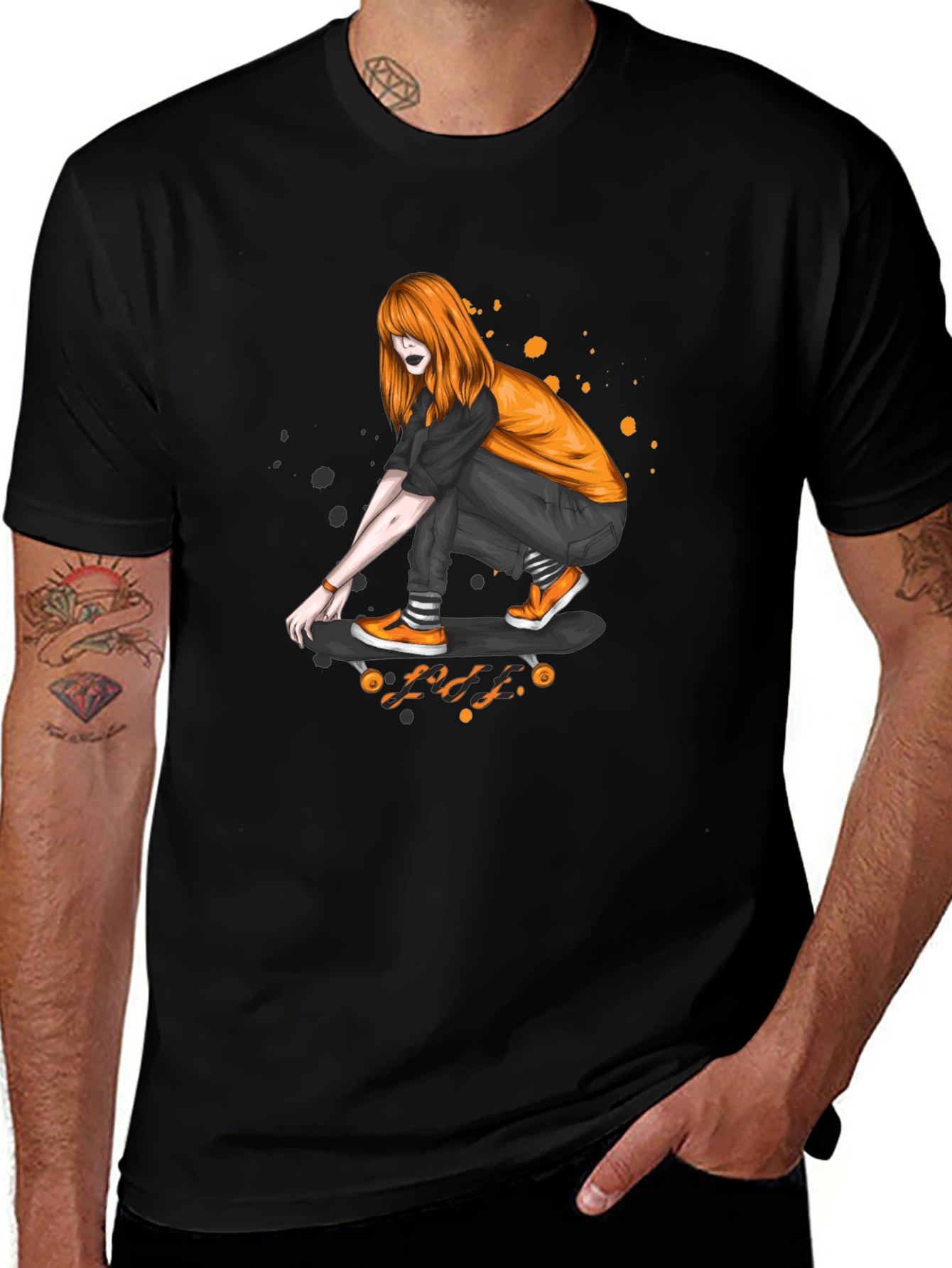 Variant 15 of Skater Girl Graphic Tee - Black T-Shirt