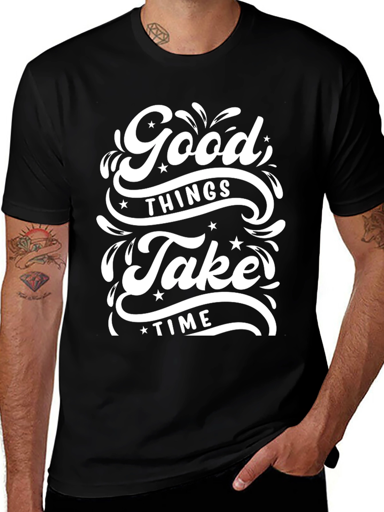 Variant 17 of Good Things Take Time Graphic Tee - Black