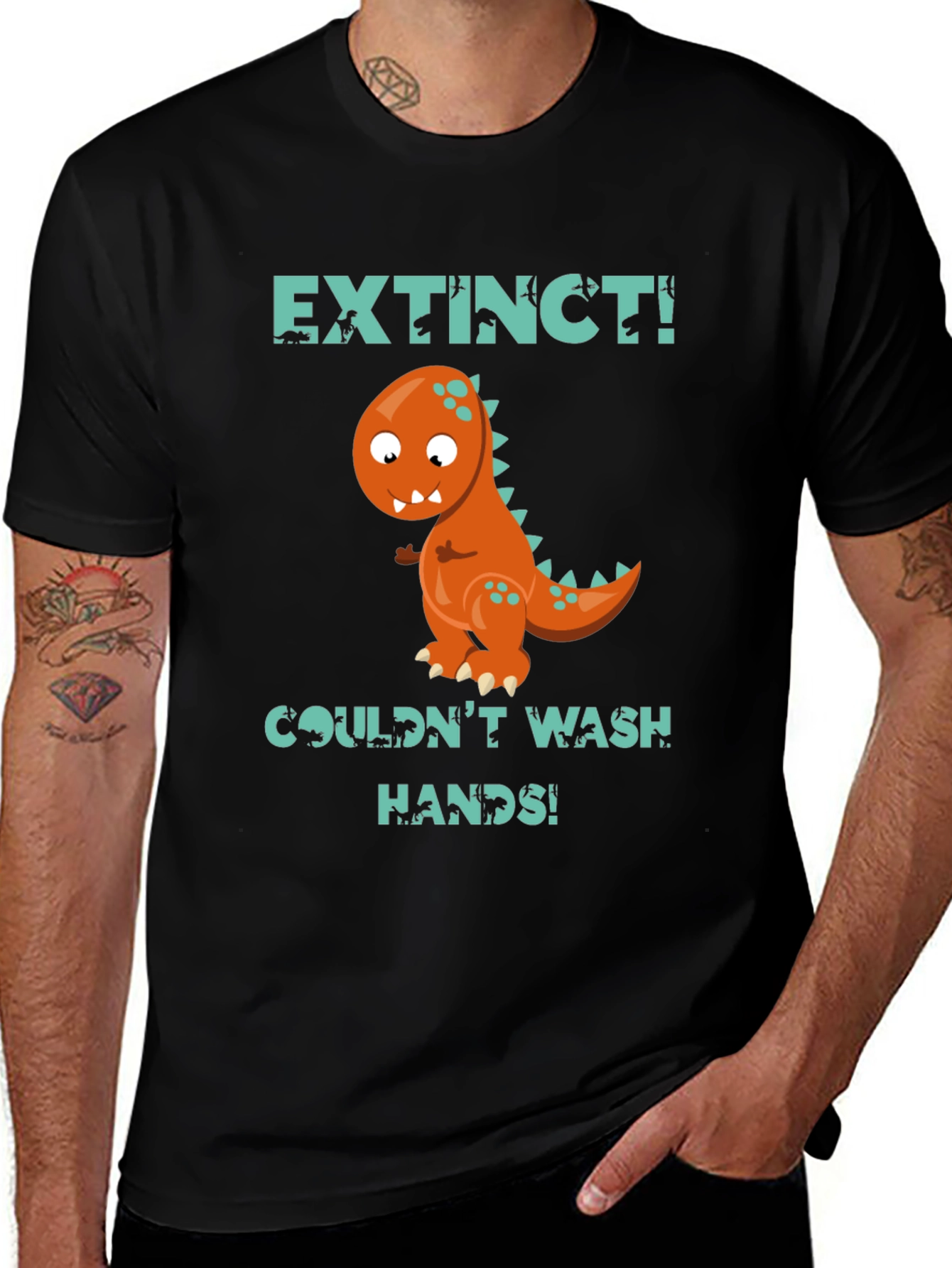 Variant 21 of Extinct Dinosaur T-Shirt - Wash Your Hands!