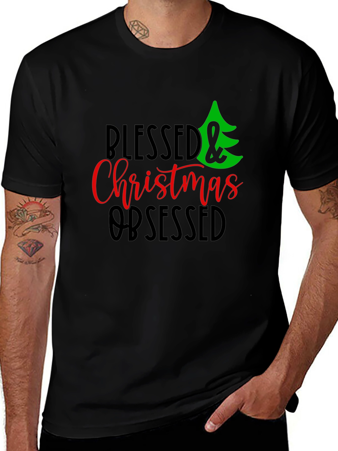 Blessed & Christmas Obsessed Graphic Tee
