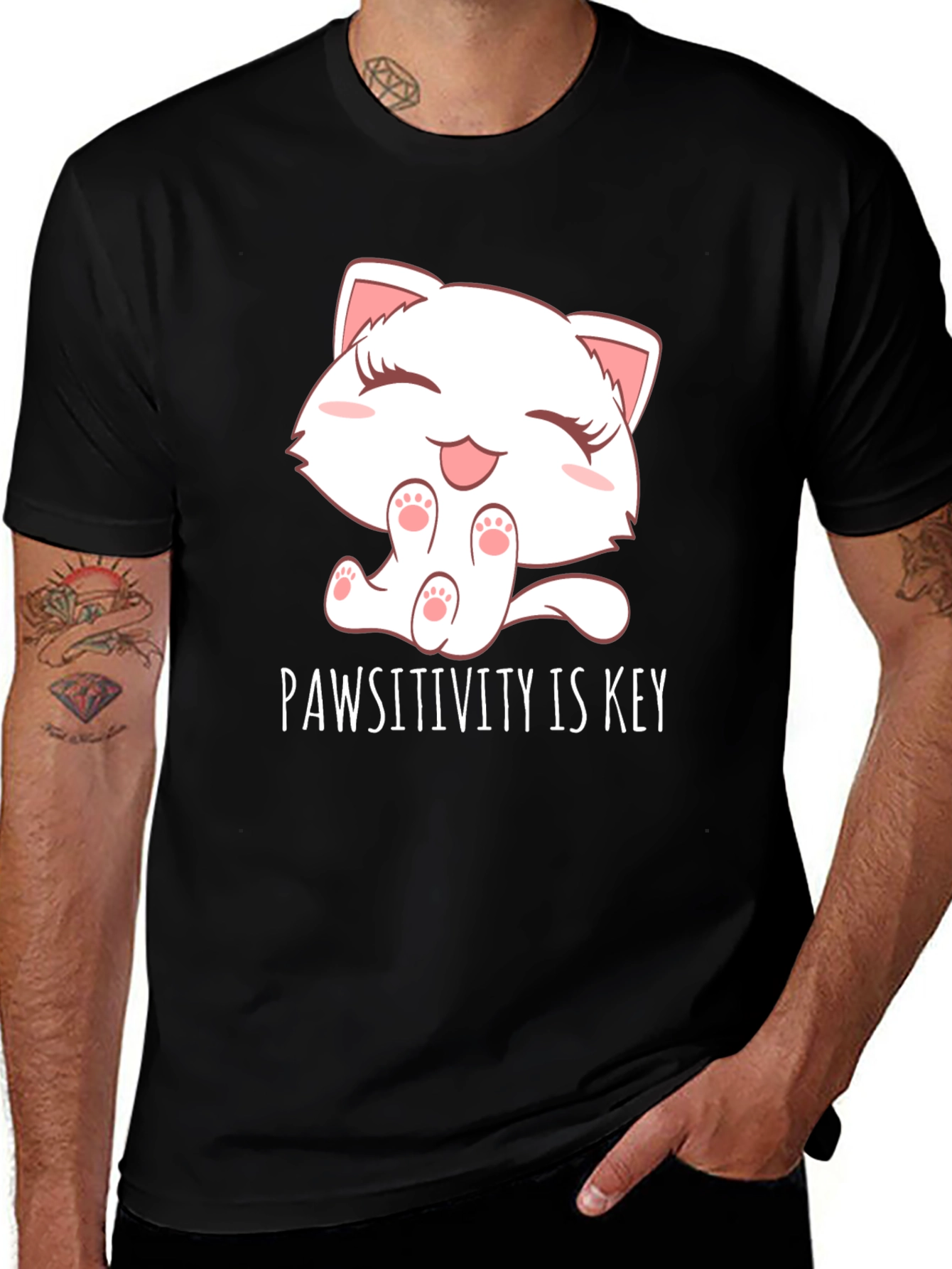 Variant 25 of Pawsitivity is Key Black T-Shirt