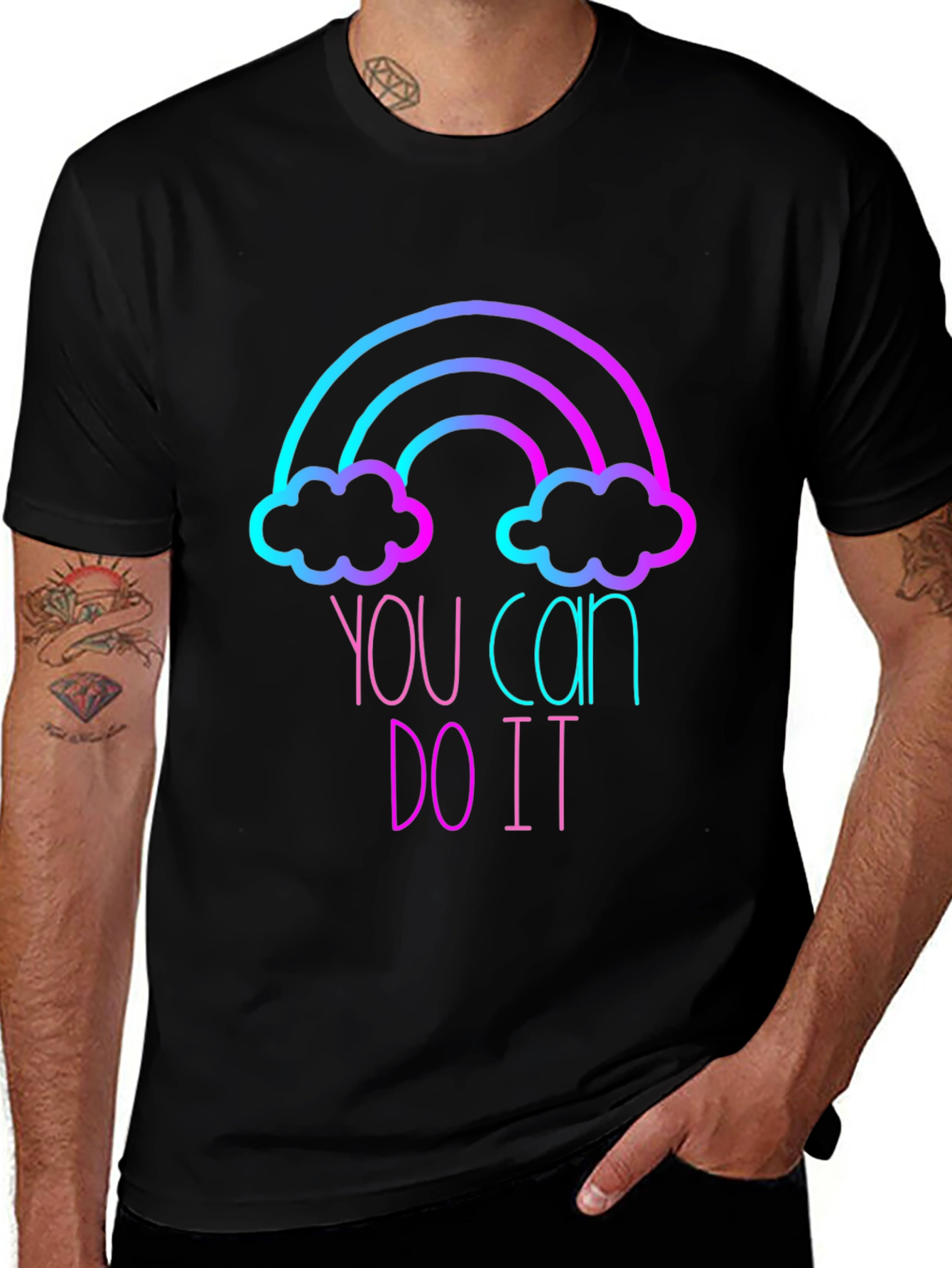 Variant 20 of Motivational Rainbow Graphic Tee - You Can Do It