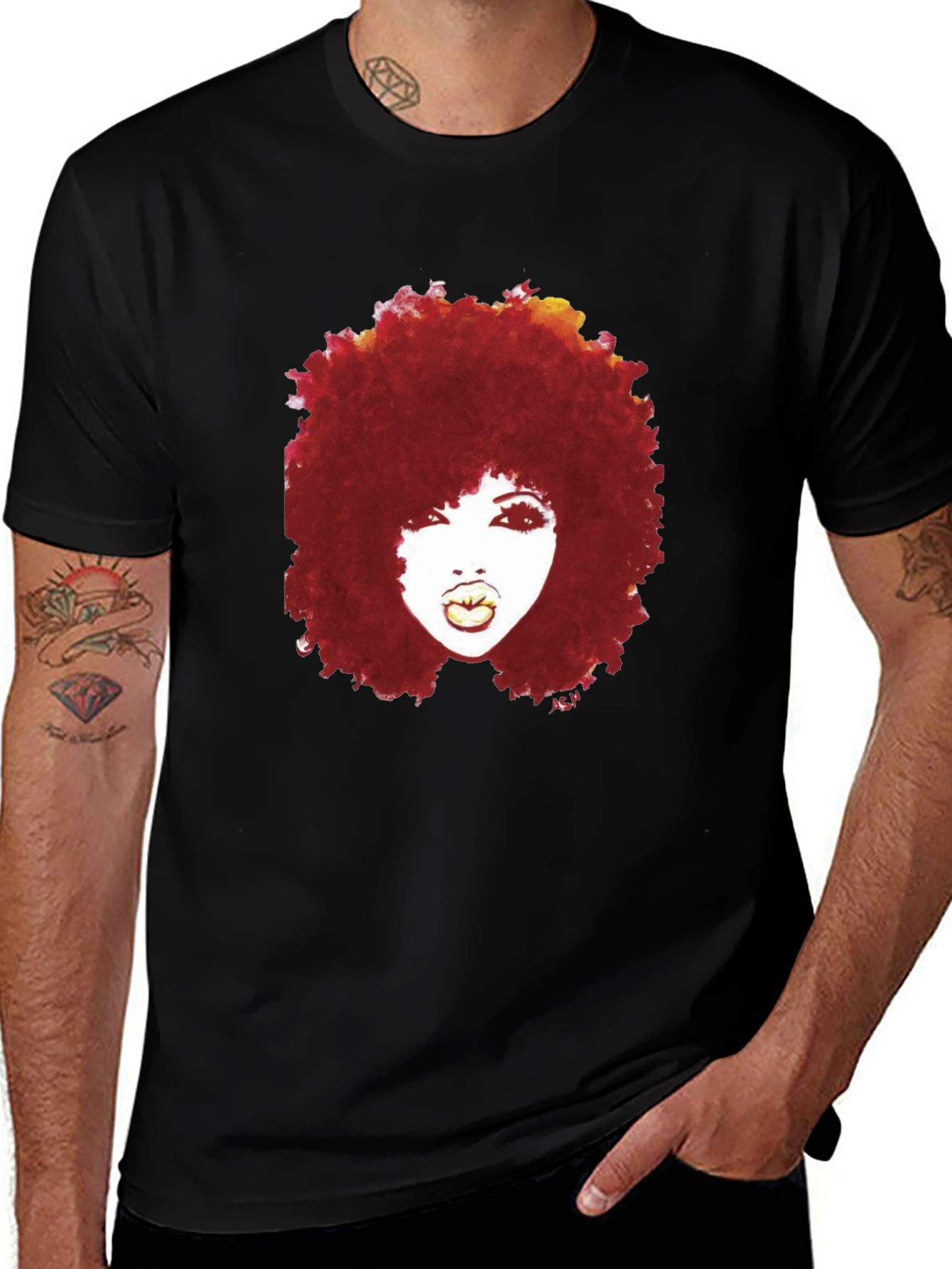 Variant 5 of Afro Woman Graphic Print Crew Neck T-Shirt