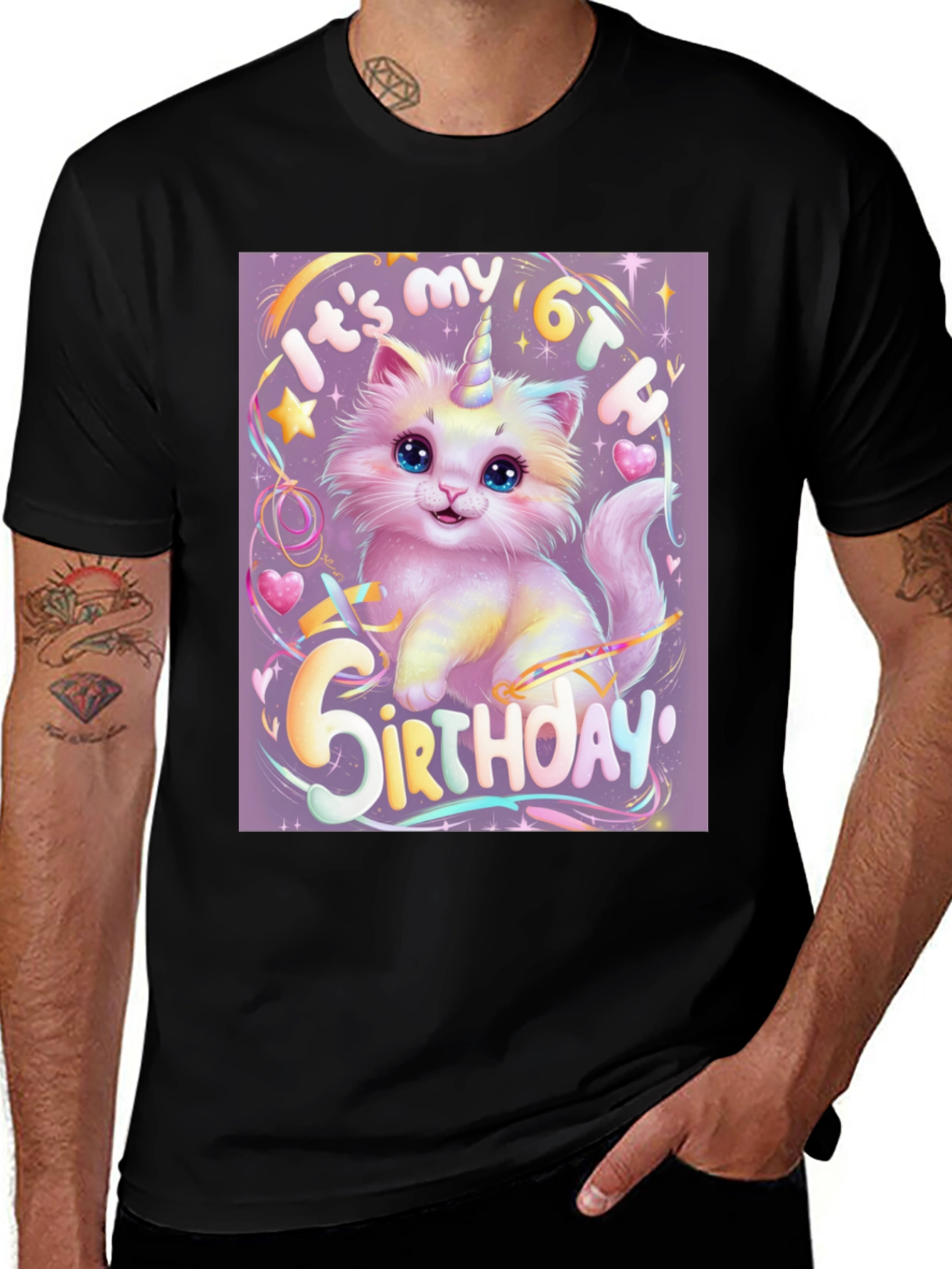 Unicorn Kitty 6th Birthday T-Shirt