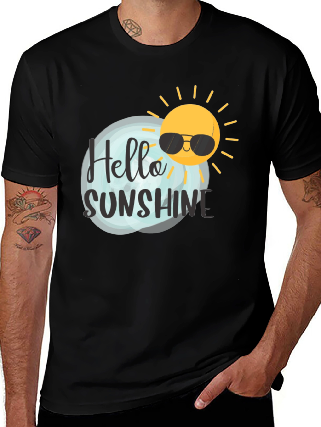 Variant 14 of Hello Sunshine Graphic Tee - Black Cotton Comfort
