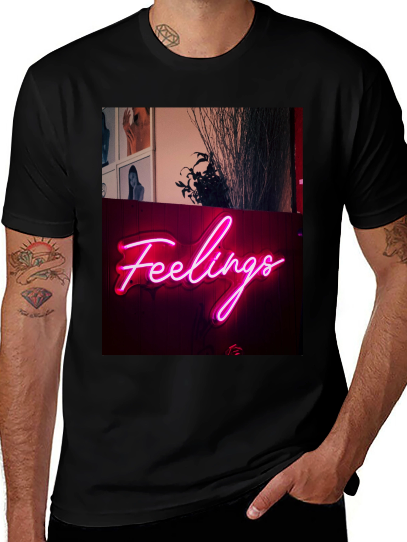 Variant 24 of Feelings Graphic Tee - Trendy Black T-Shirt