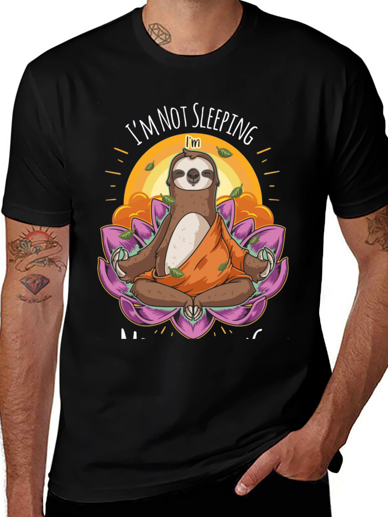 Variant 25 of Funny Sloth Meditating T-Shirt - I'm Not Sleeping, I'm Meditating