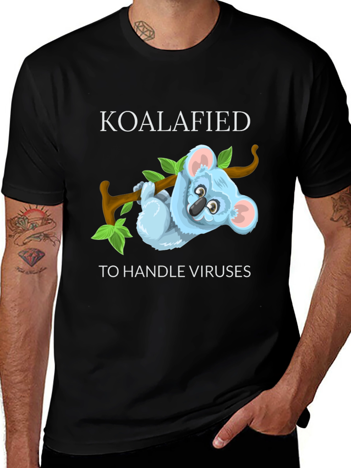 Variant 18 of Koalafied to Handle Viruses T-Shirt