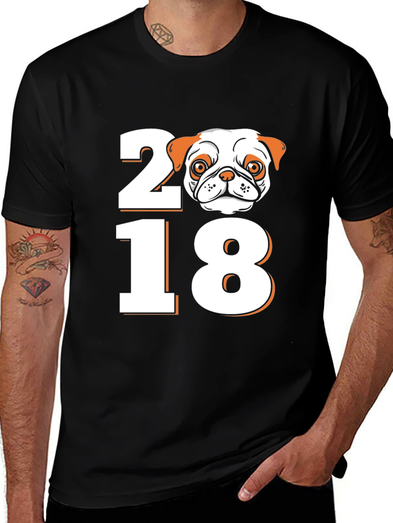 Variant 11 of Pug 2018 Graphic Tee - Black Short Sleeve T-Shirt