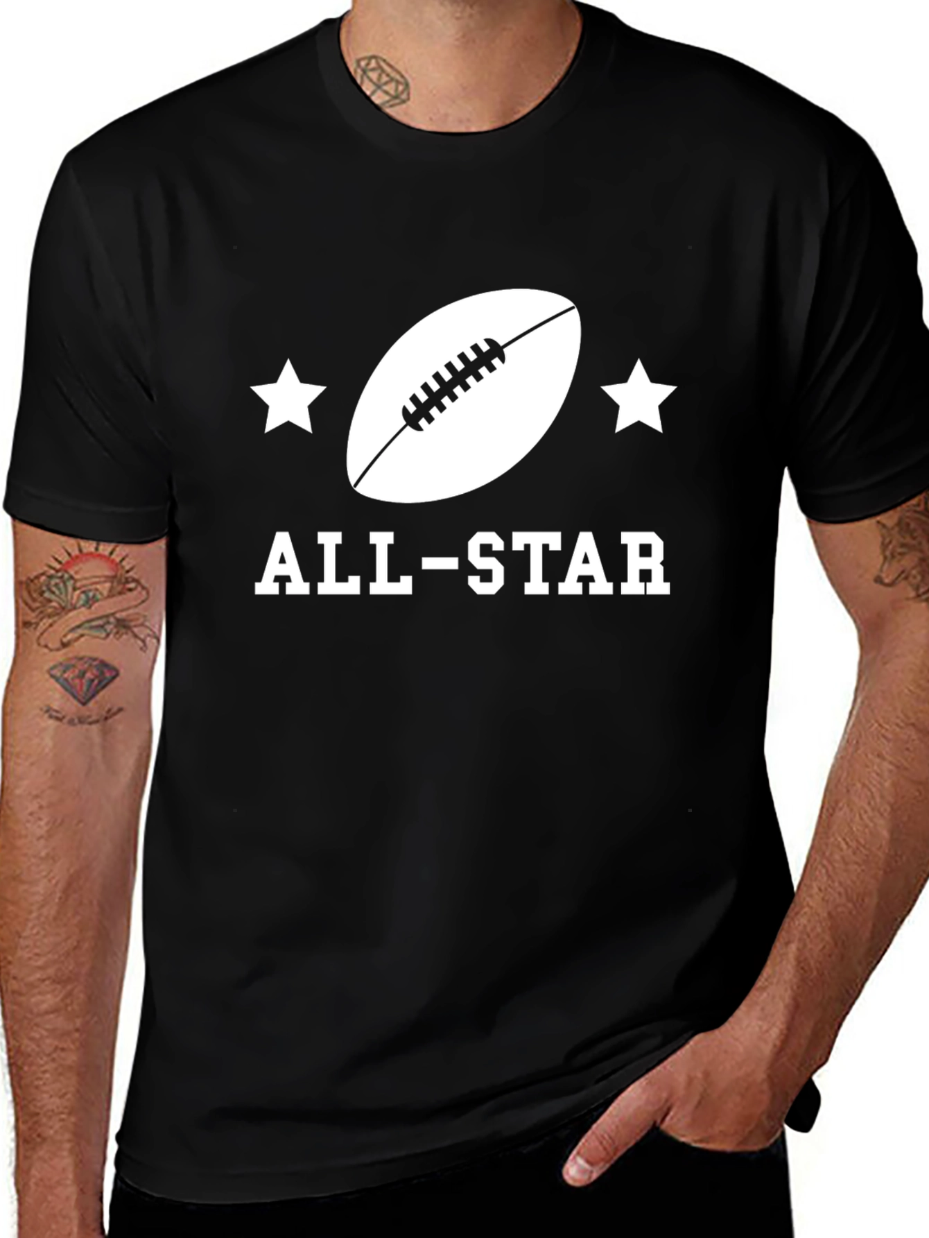 Black All-Star Football Graphic Tee - Sporty Style main image